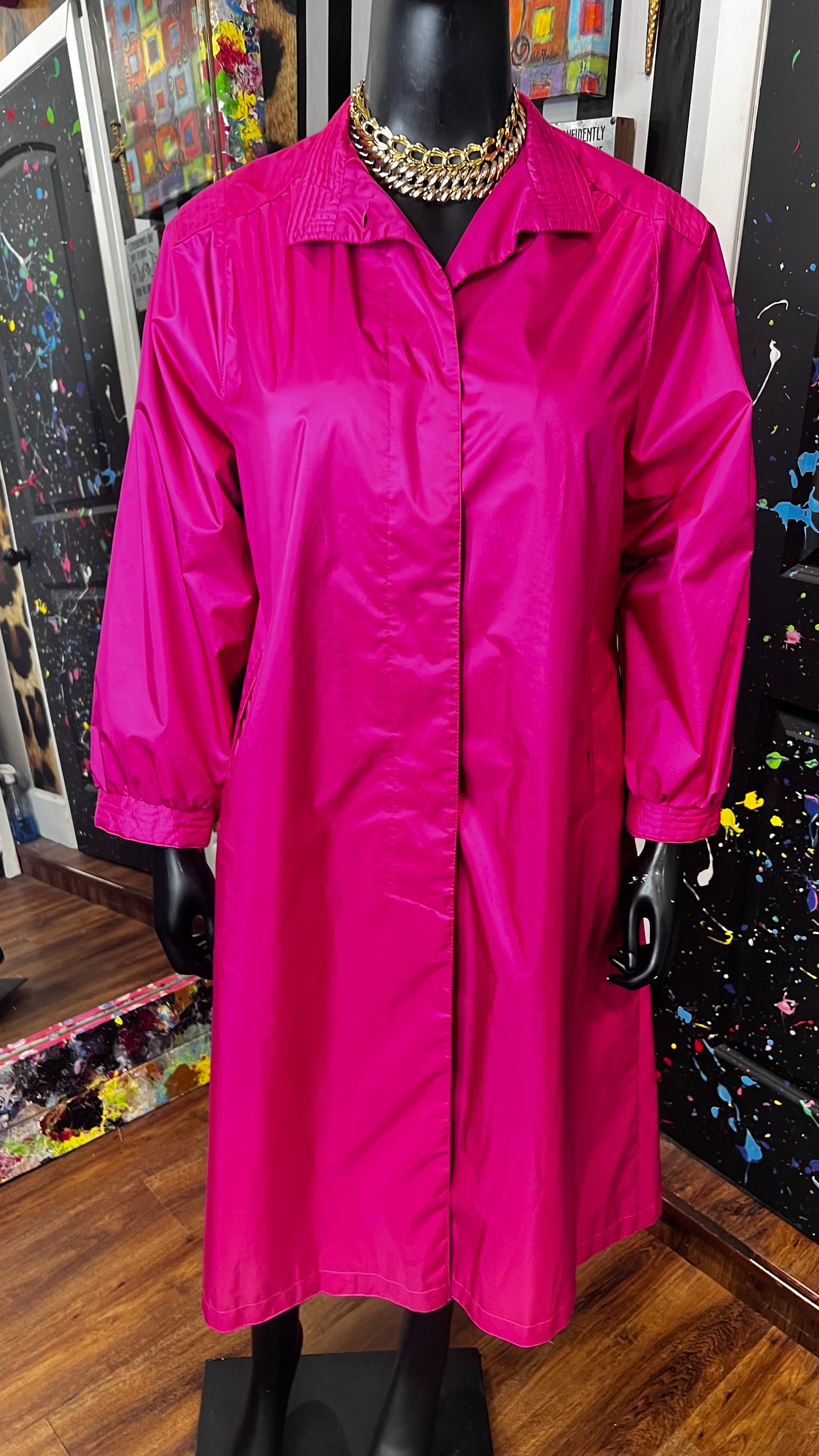 Vintage Fushia Pink Trench Coat (12/14)