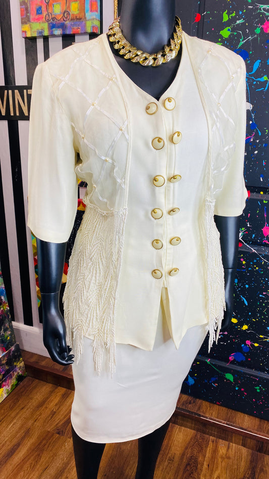 Vintage Cream Colored Skirt Suit (20)