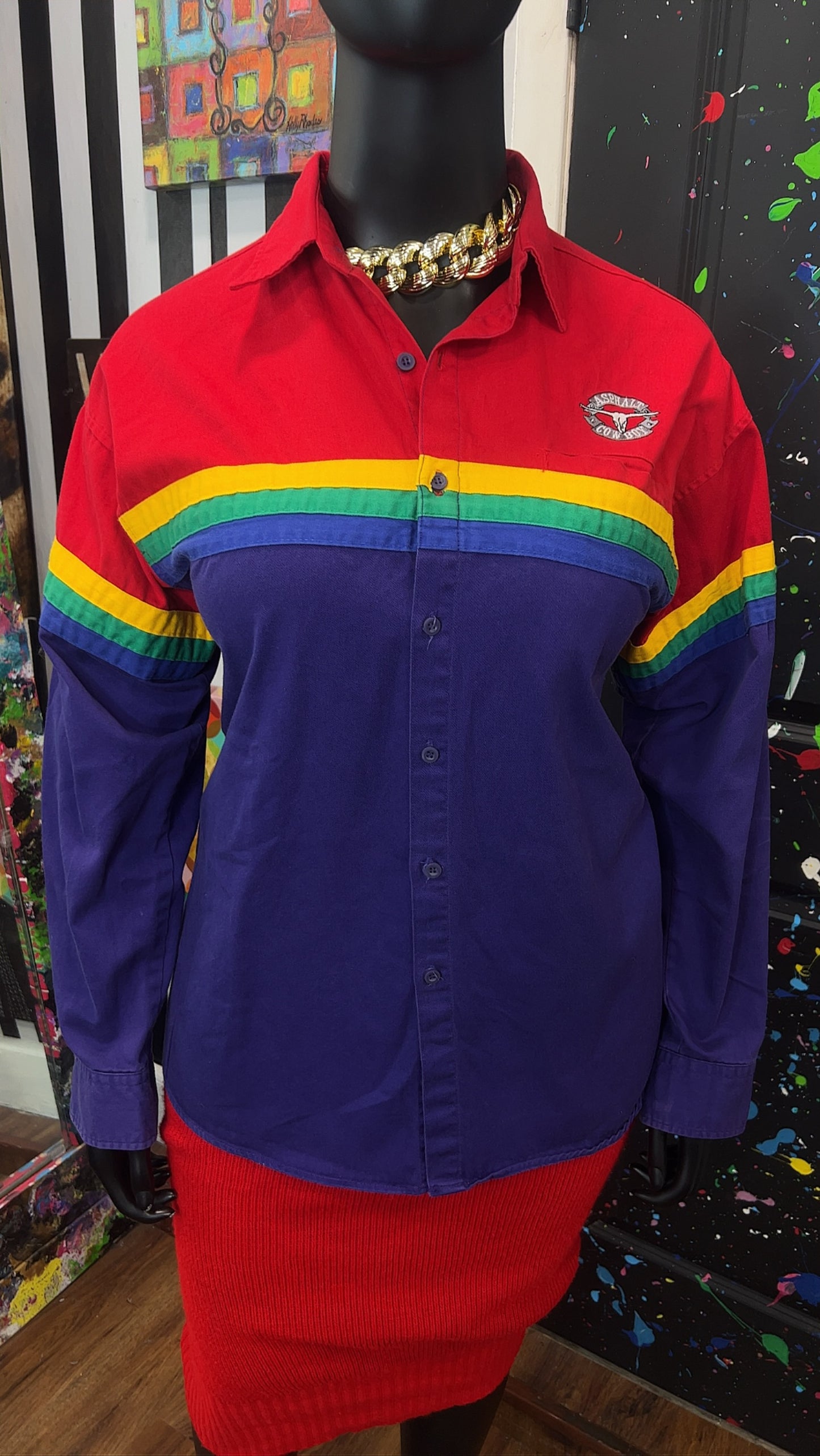 Vintage Rainbow Western Blouse (14)