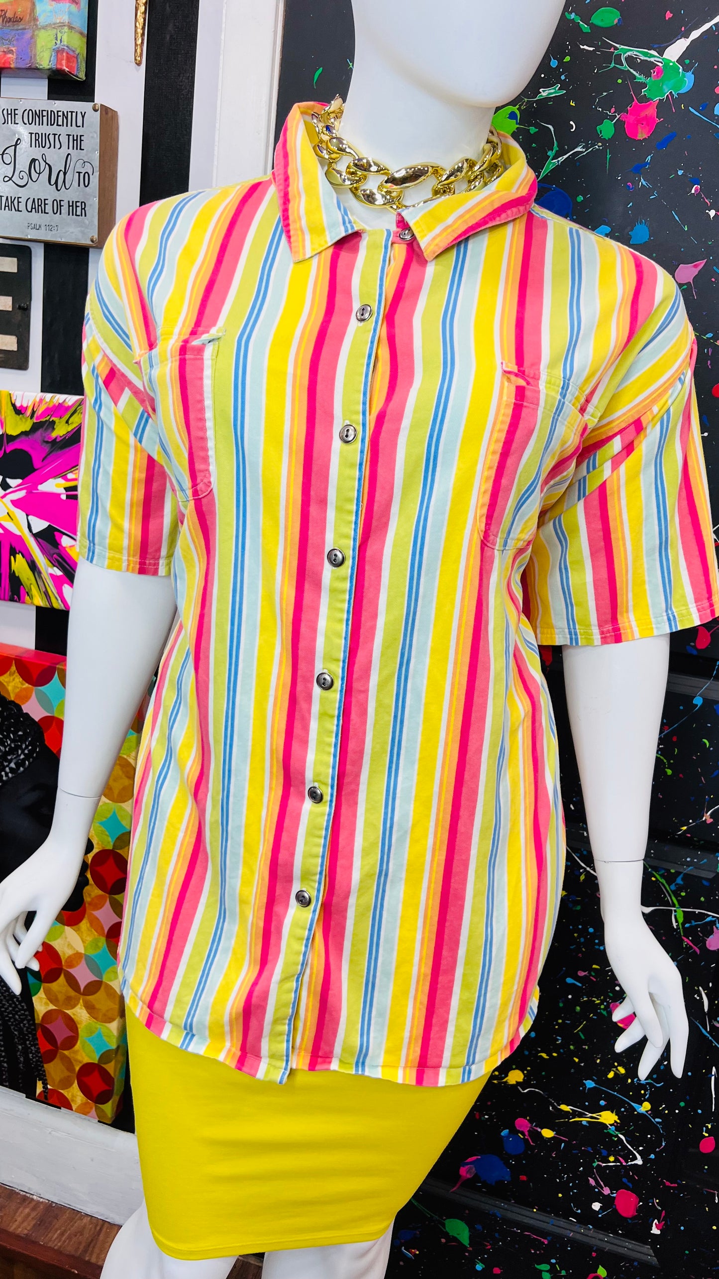 Vintage Denim Striped Blouse (28)