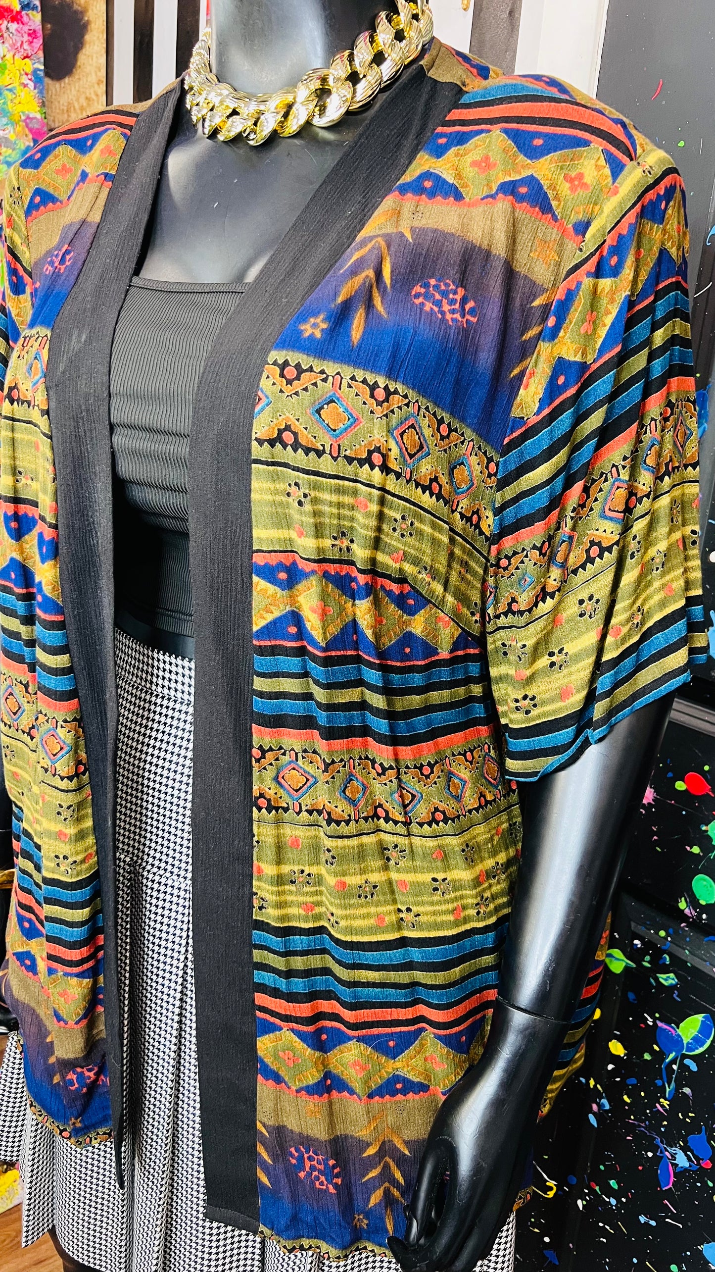 Vintage Rayon Short Sleeve Duster (24W)