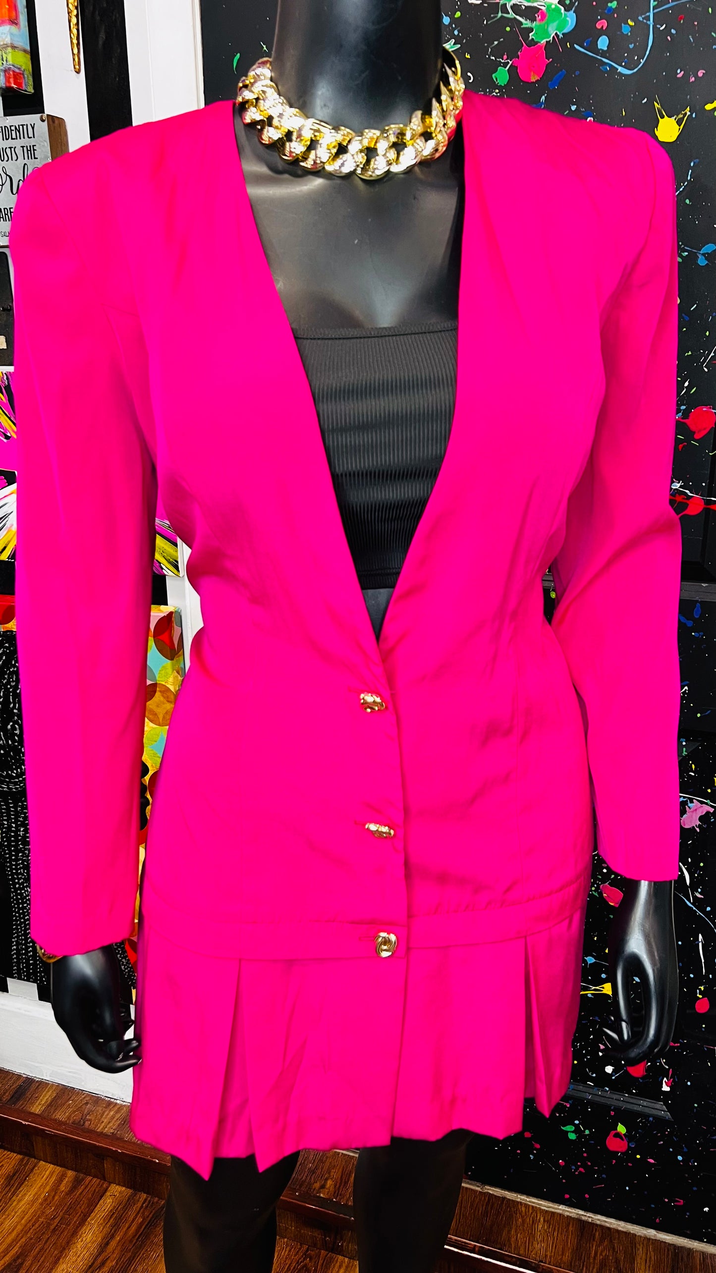 Vintage Pink Pleated Bottom Dress (15/16)