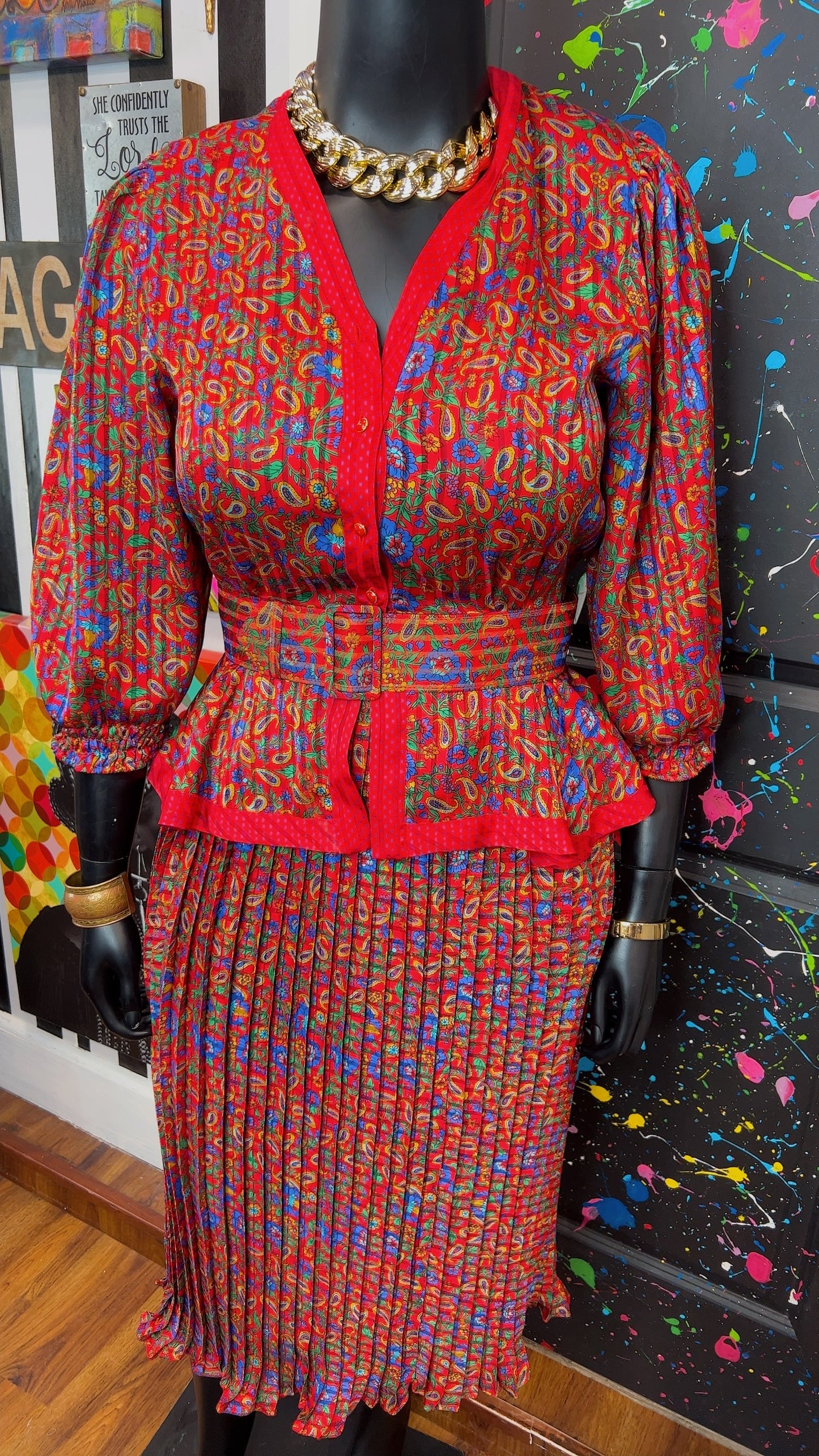 Vintage Diane Freis Skirt Set w/ Belt (14)