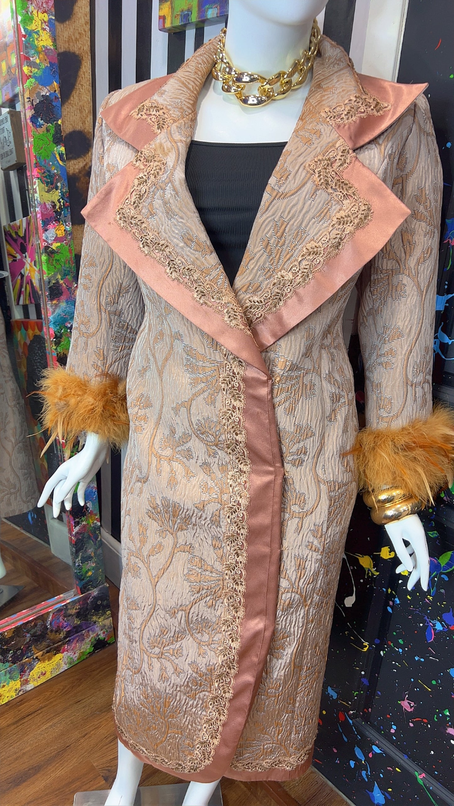 Vintage Long Statement Couture Blazer w/ Faux Fur (16)
