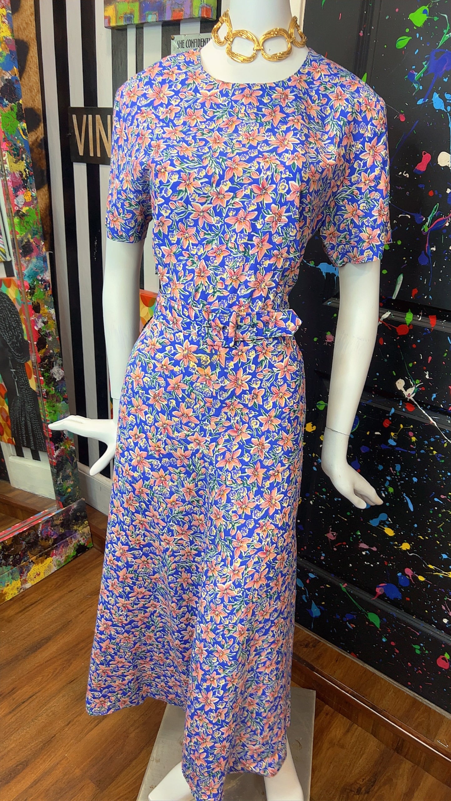 Vintage Floral Dress w/ Belt (14)