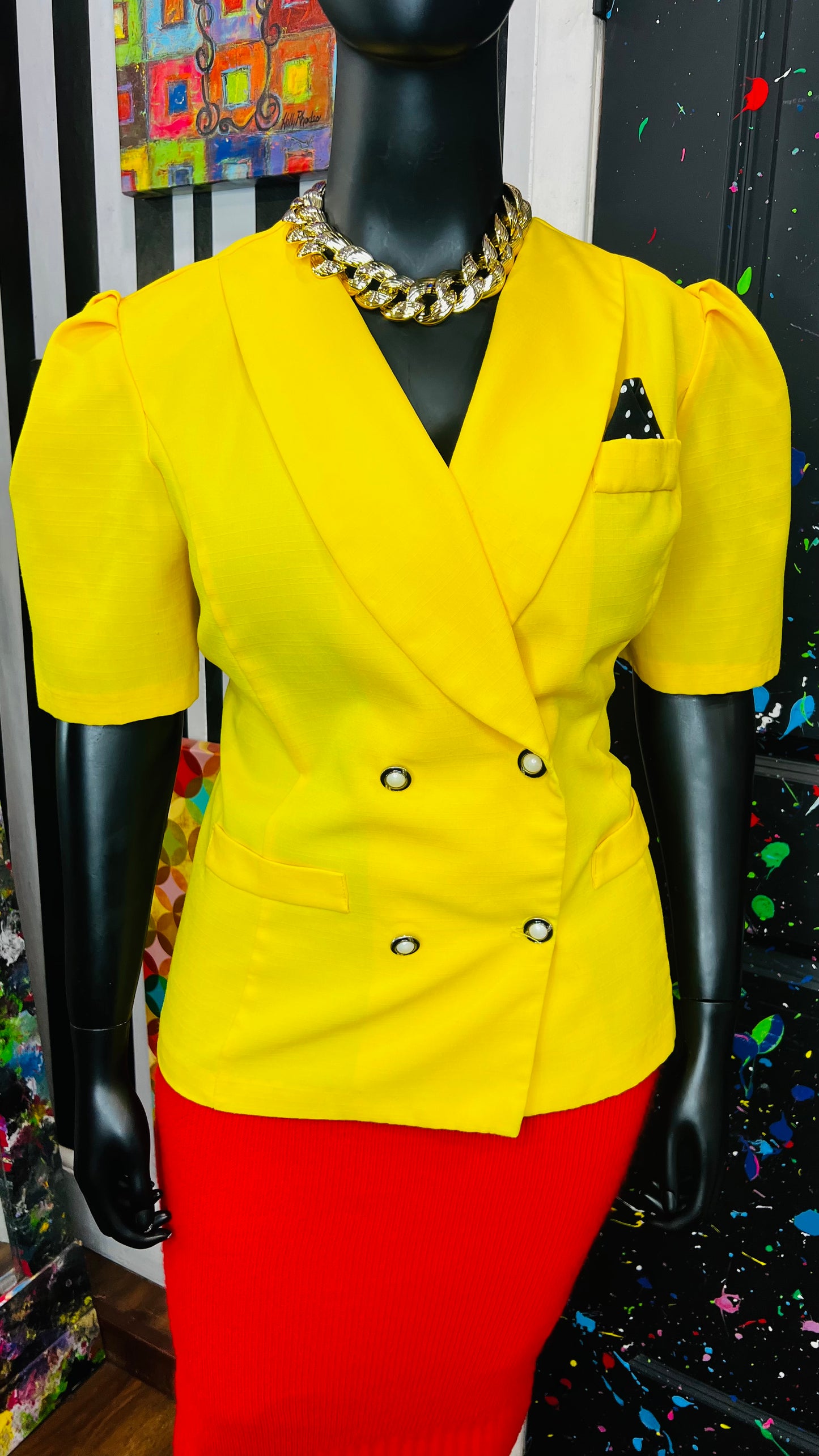 Vintage Yellow Blazer Blouse(20WP)