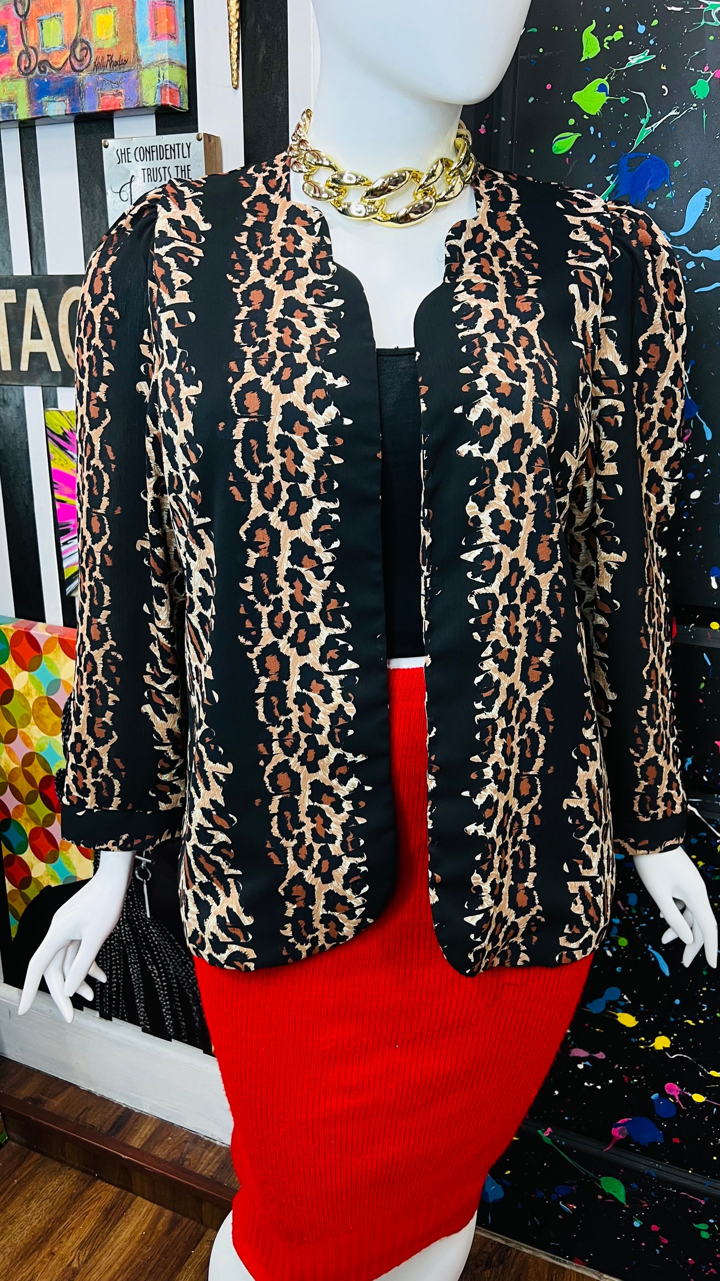 Vintage Animal Print Open Duster (18W)