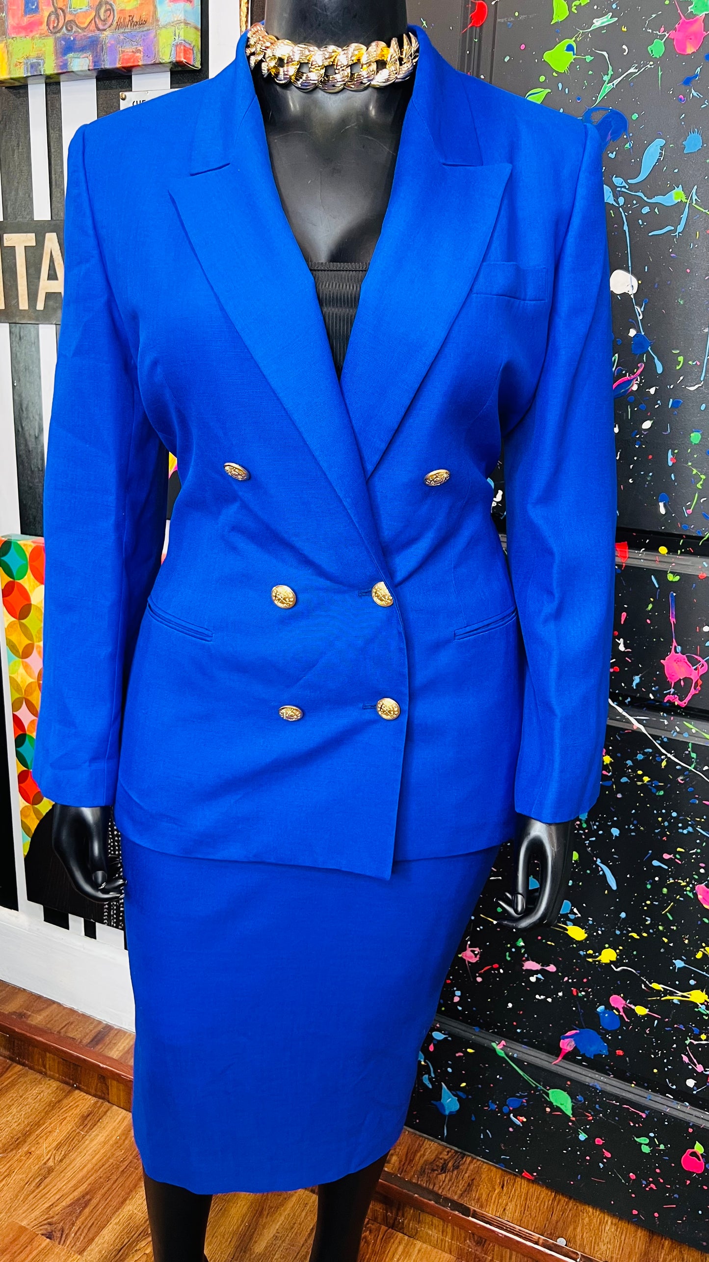 Vintage Cobalt Blue Skirt Suit (16)