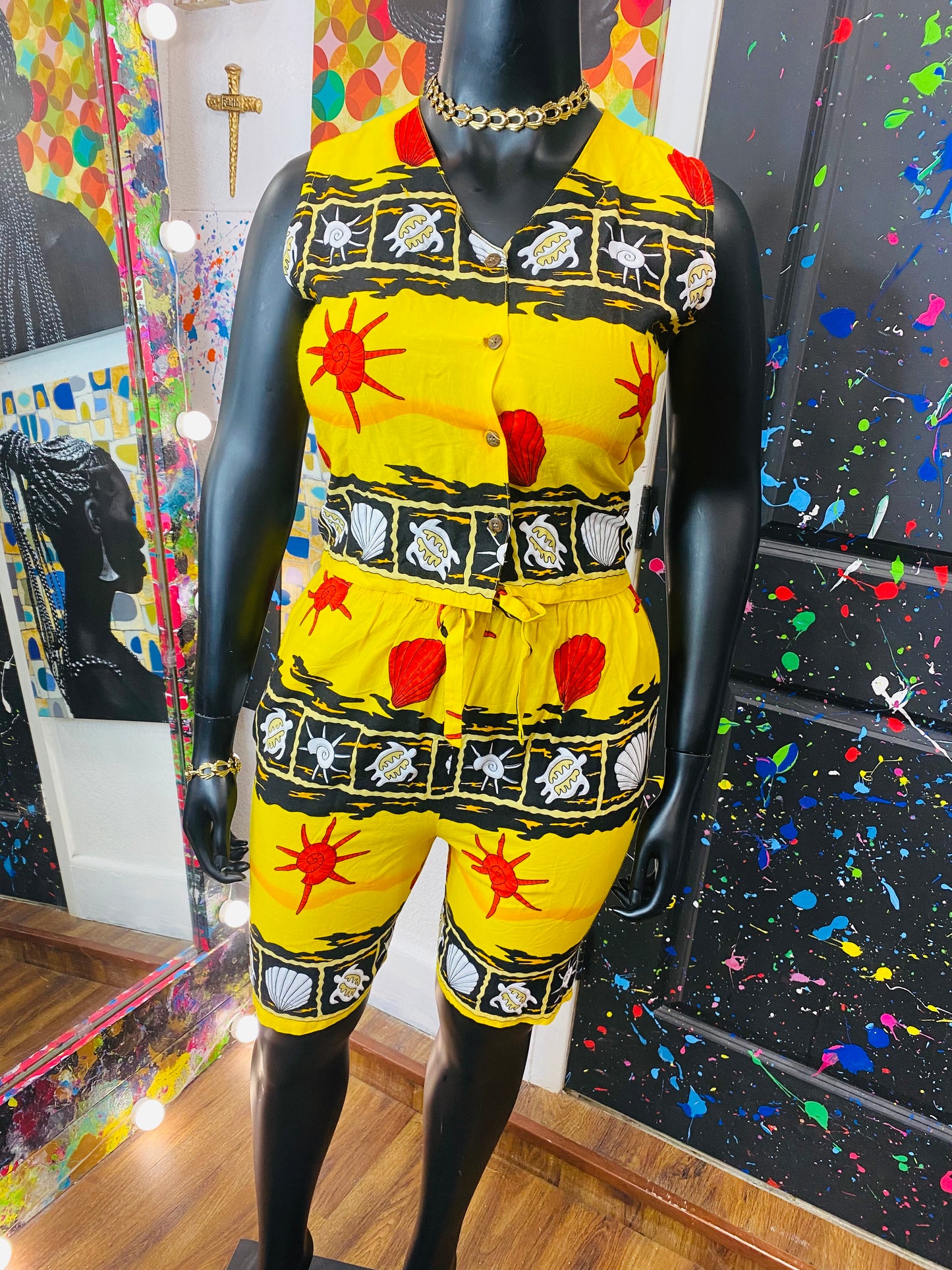 Vintage 2pc Caribbean Fun Shorts Set