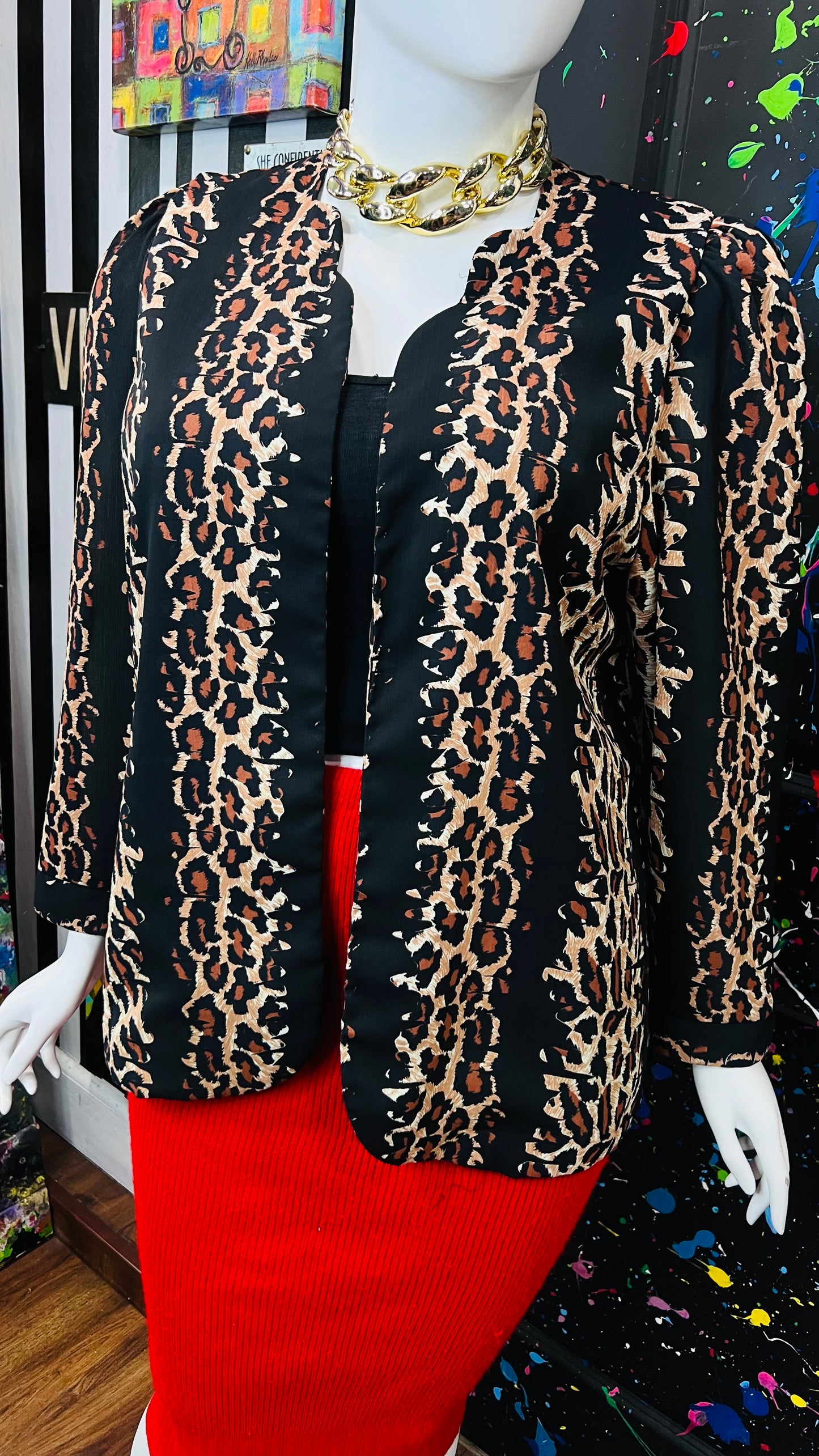 Vintage Animal Print Open Duster (18W)