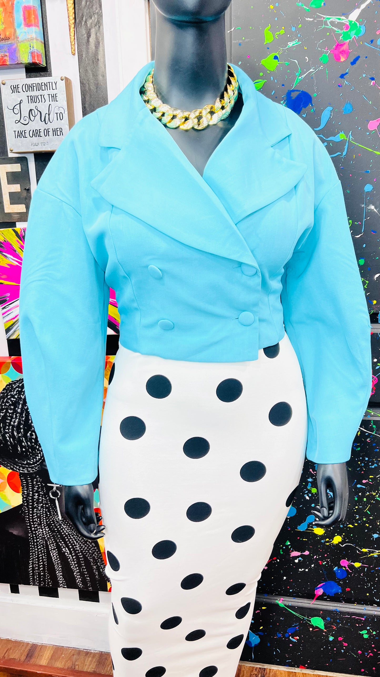 Vintage Inspired Puff Sleeves Cropped Blazer (16)