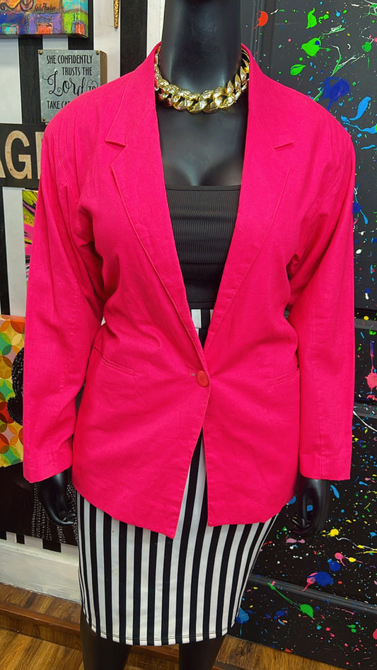 Vintage Pink Solid Blazer (16)