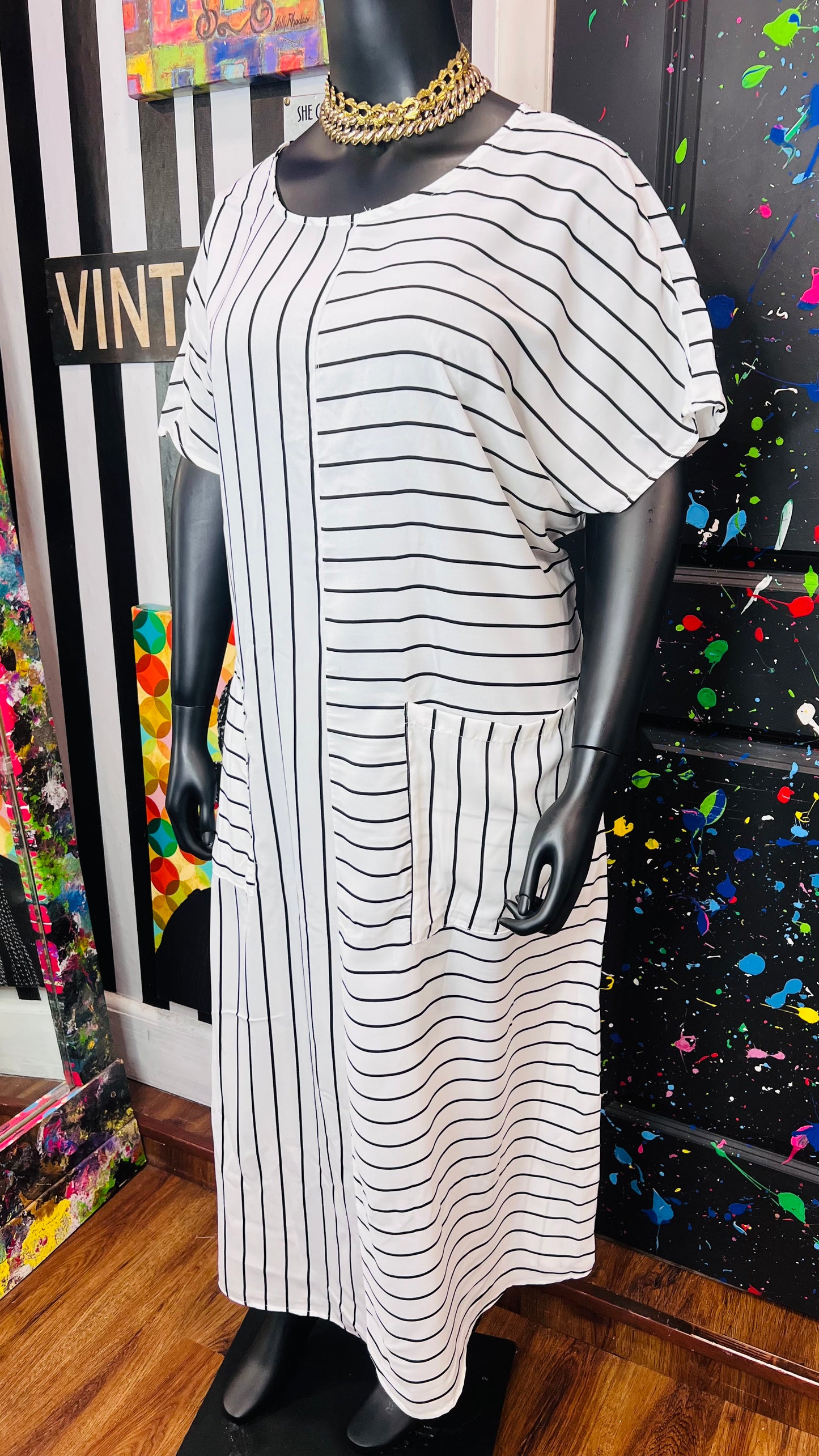 Black & White Striped Dress (20/22)