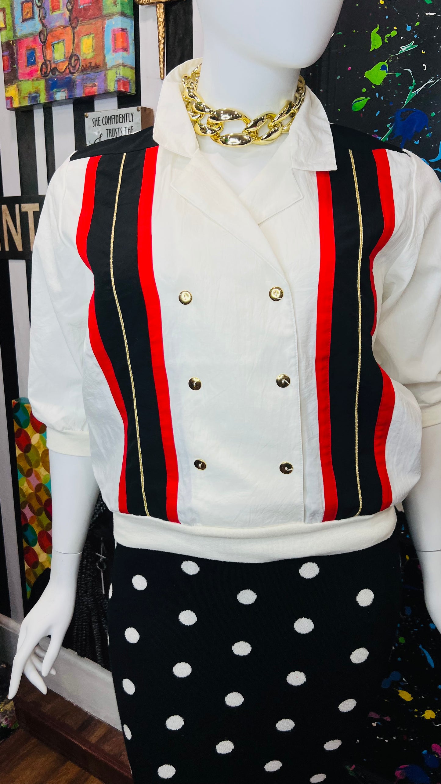 Vintage Red, Black Gold & Blouse (16)