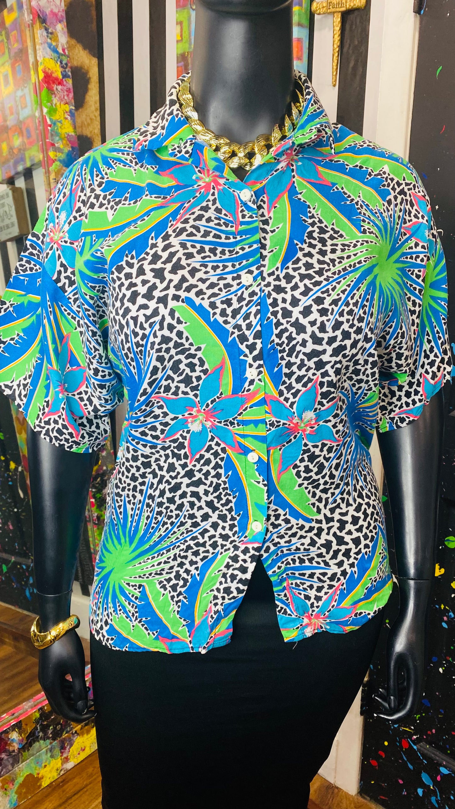 Vintage Abstract Rayon Blouse (16)