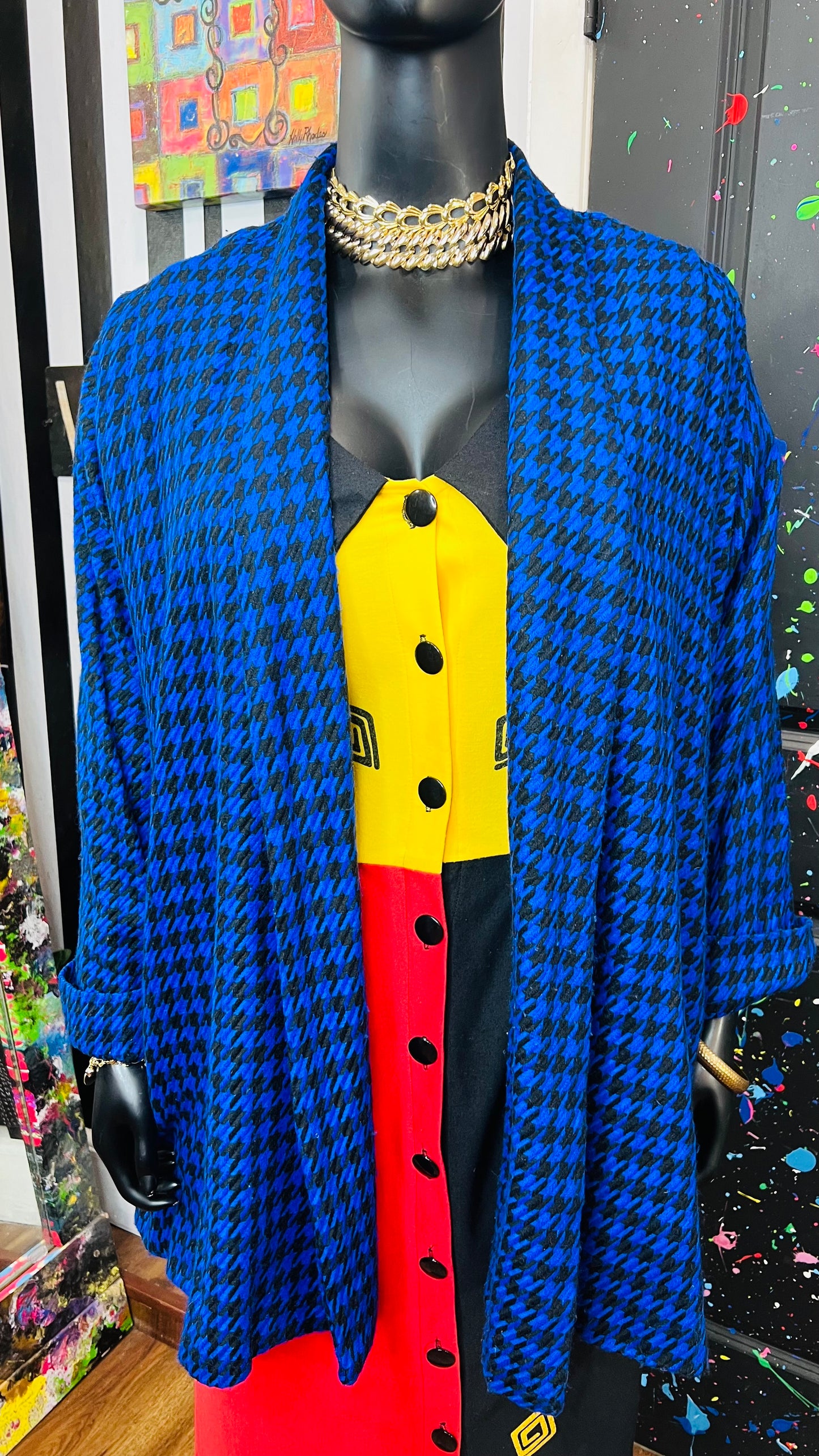Vintage HoundsTooth Open Swing Coat (22)