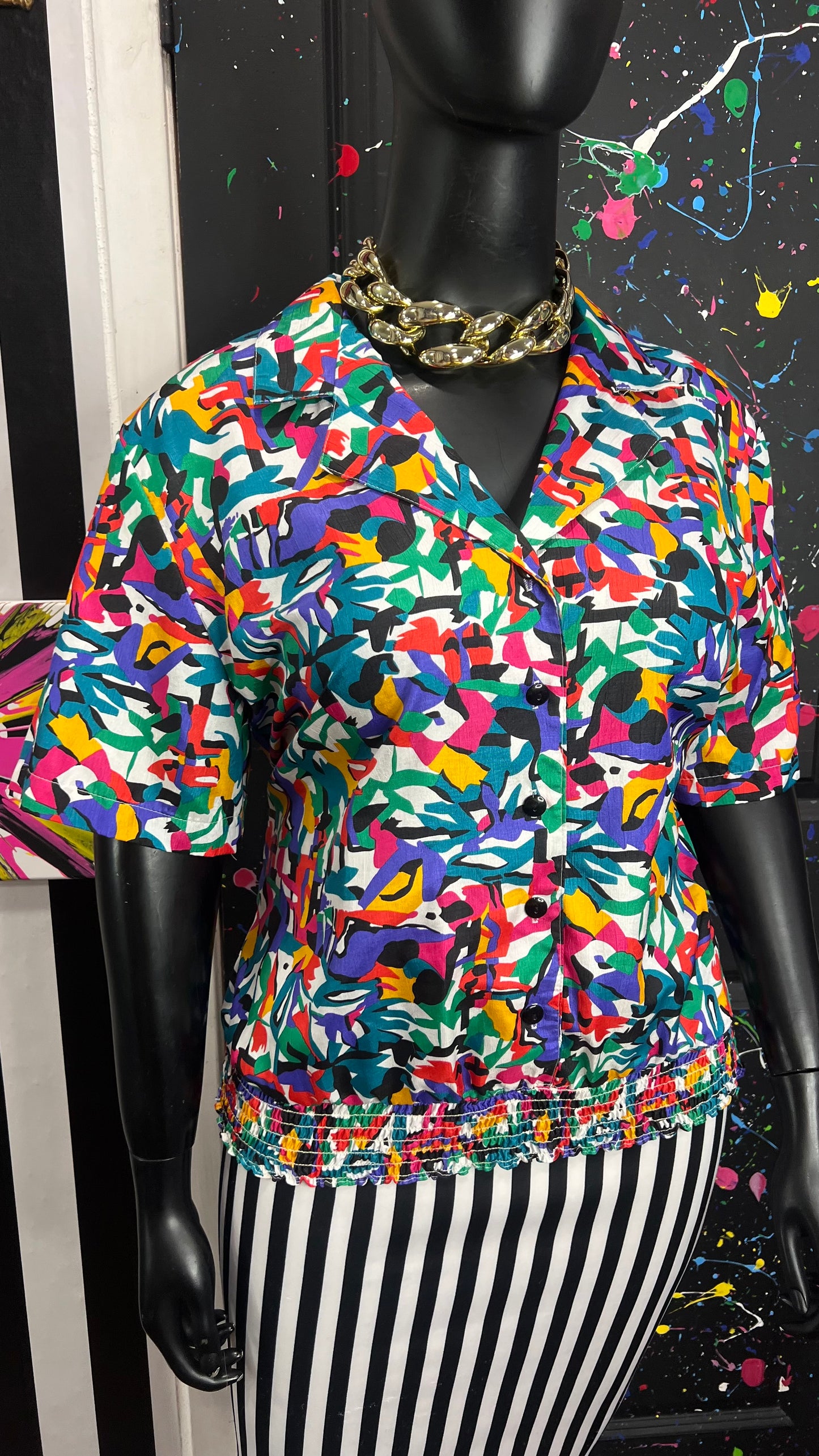 Vintage 80s Abstract Vintage Blouse (22W)