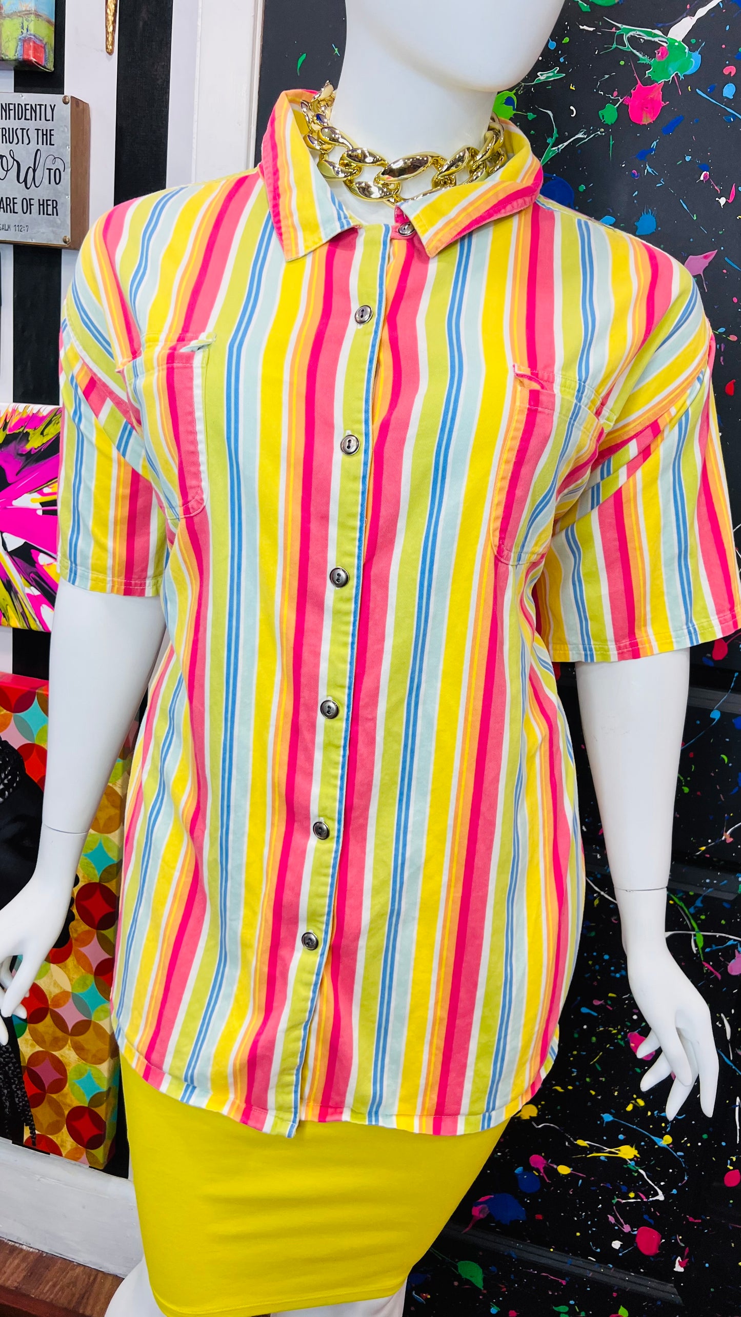 Vintage Denim Striped Blouse (28)