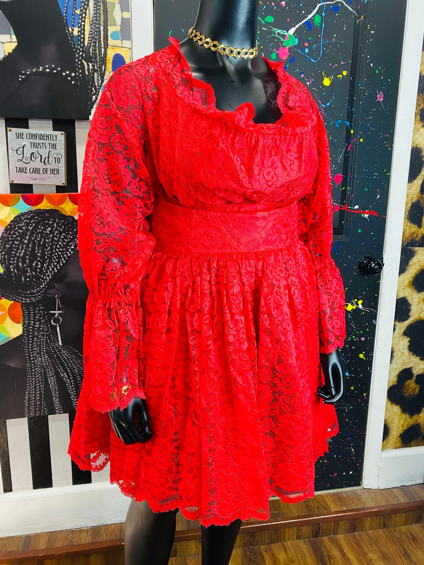 Vintage Red Lace Dress