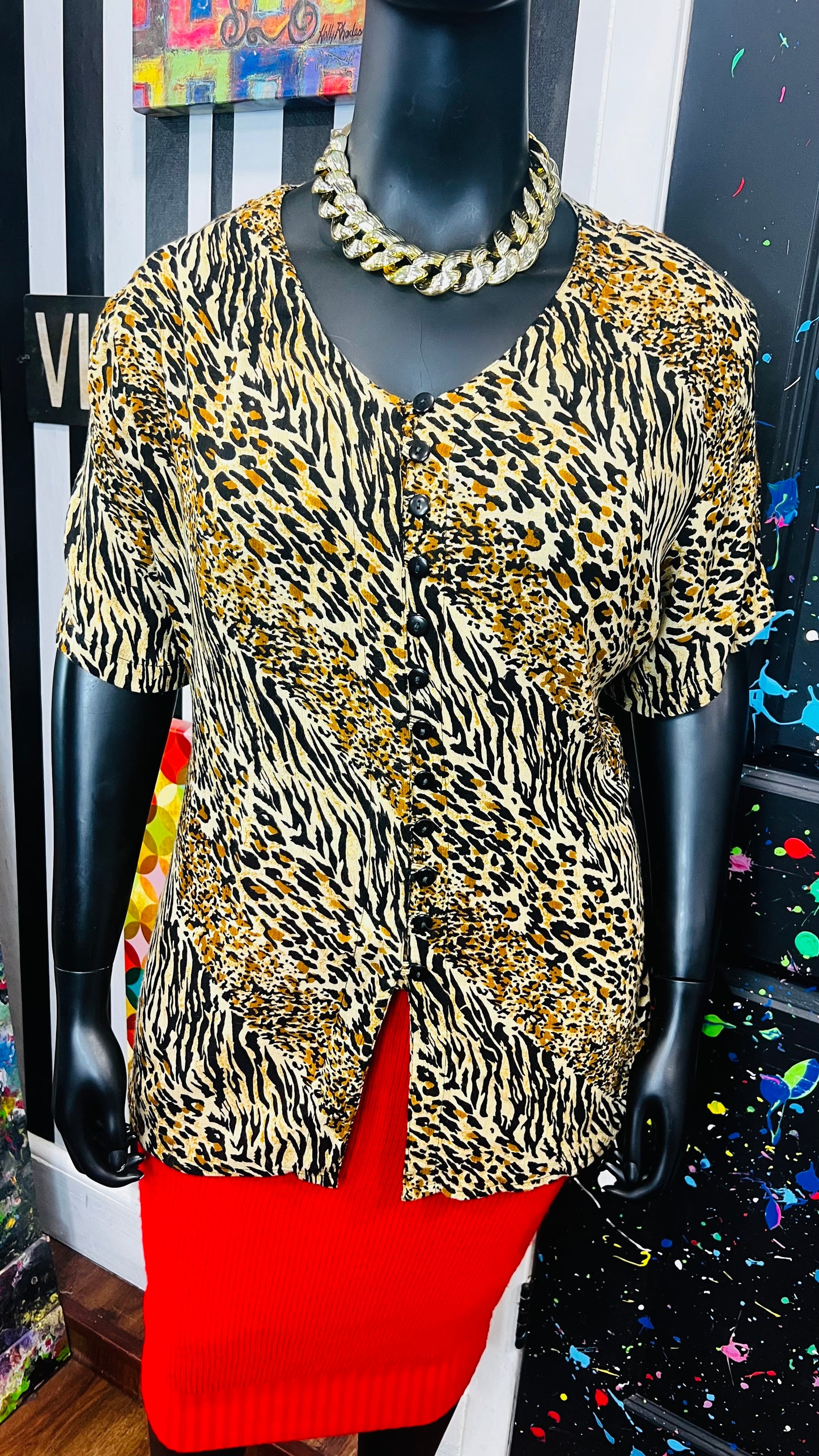 Vintage Rayon Animal Print Blouse (20)