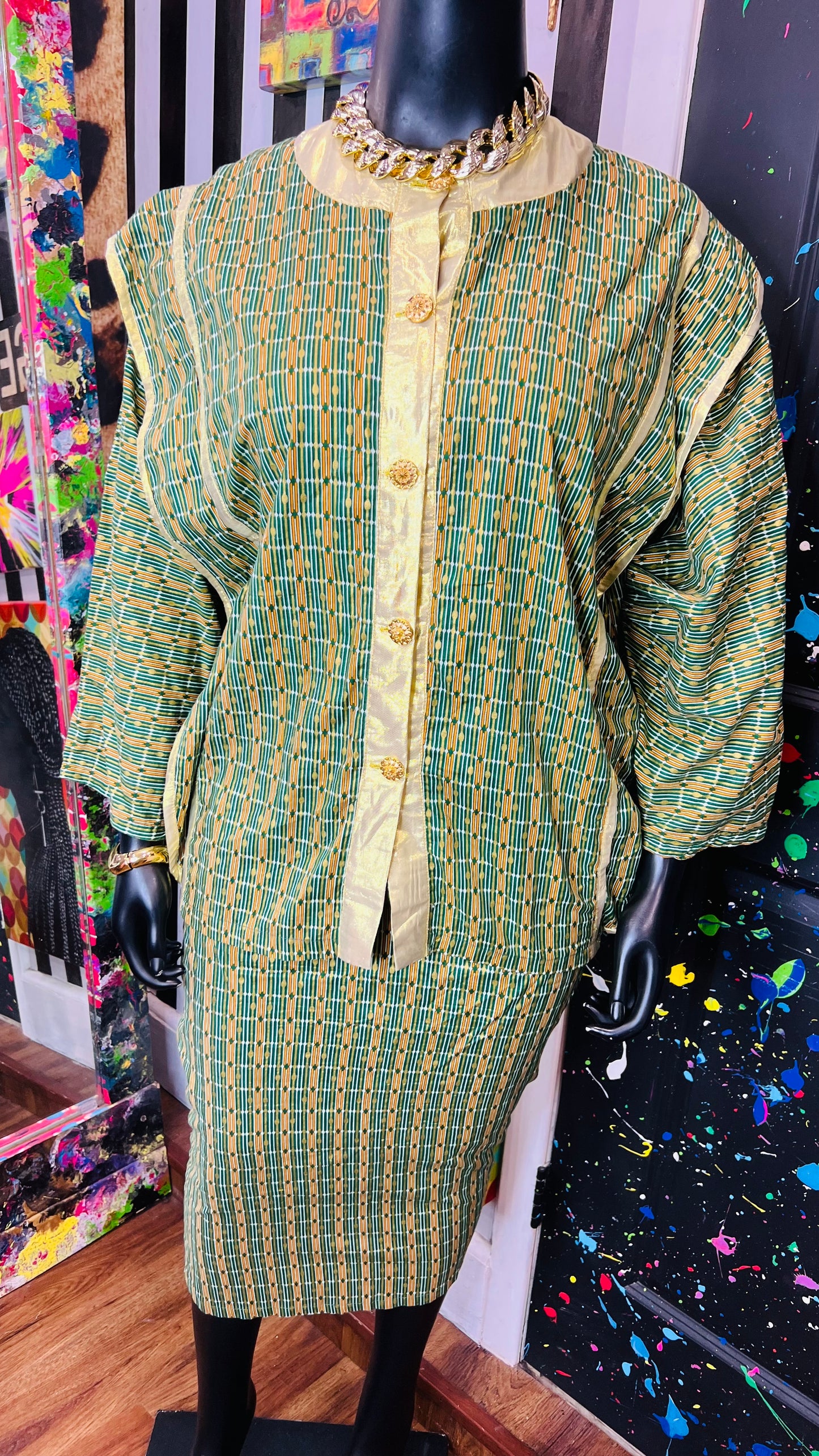 Vintage Authentic African Skirt Set (OS)