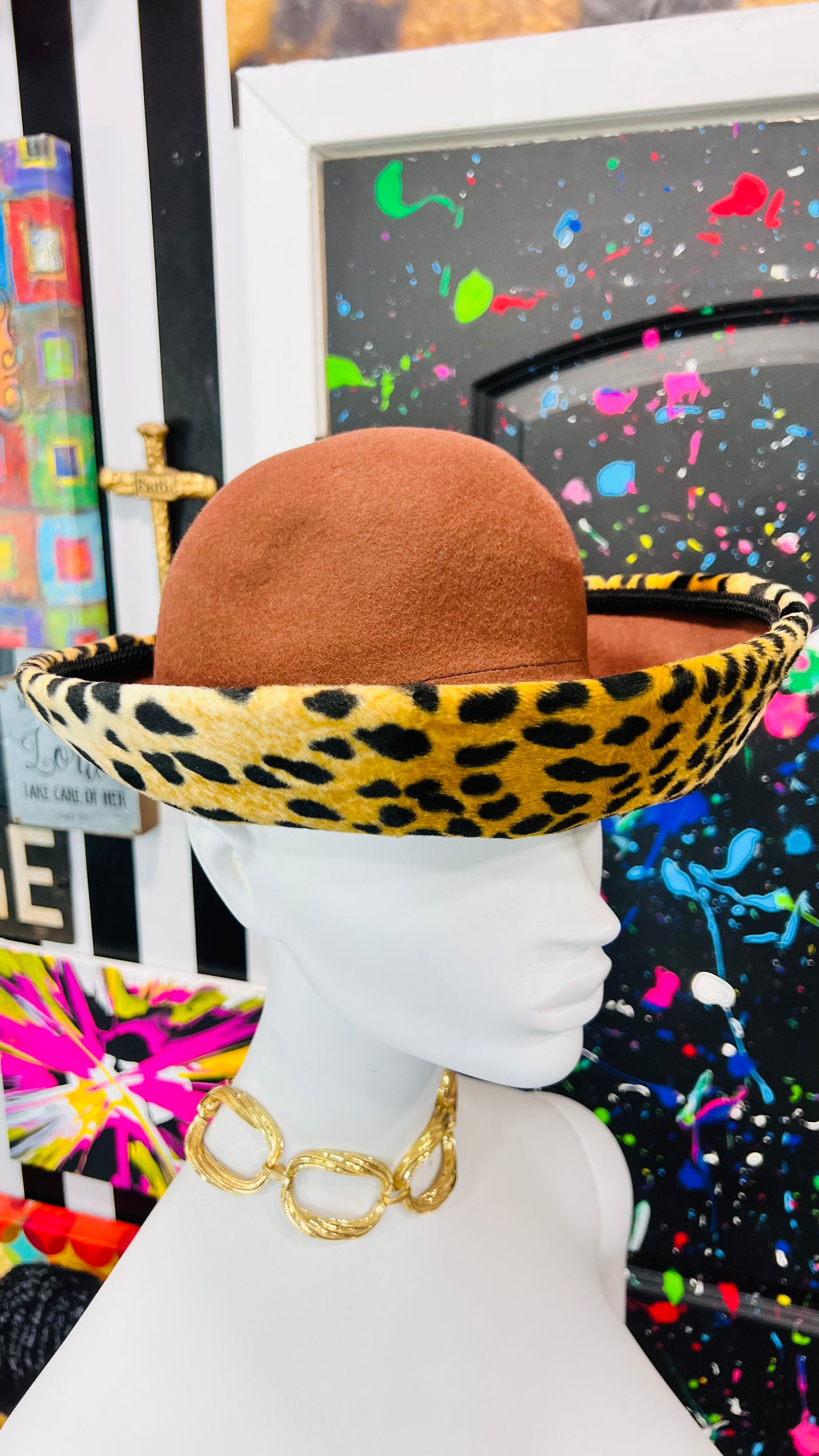 Vintage Wool & Animal Print Dead Stock Wool Hat