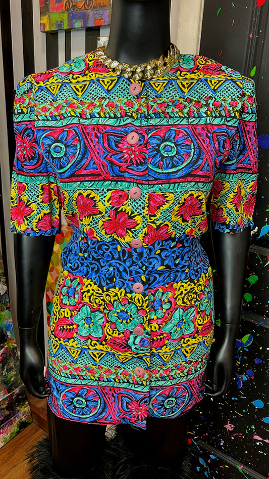 Vintage Abstract Blazer Blouse (16)