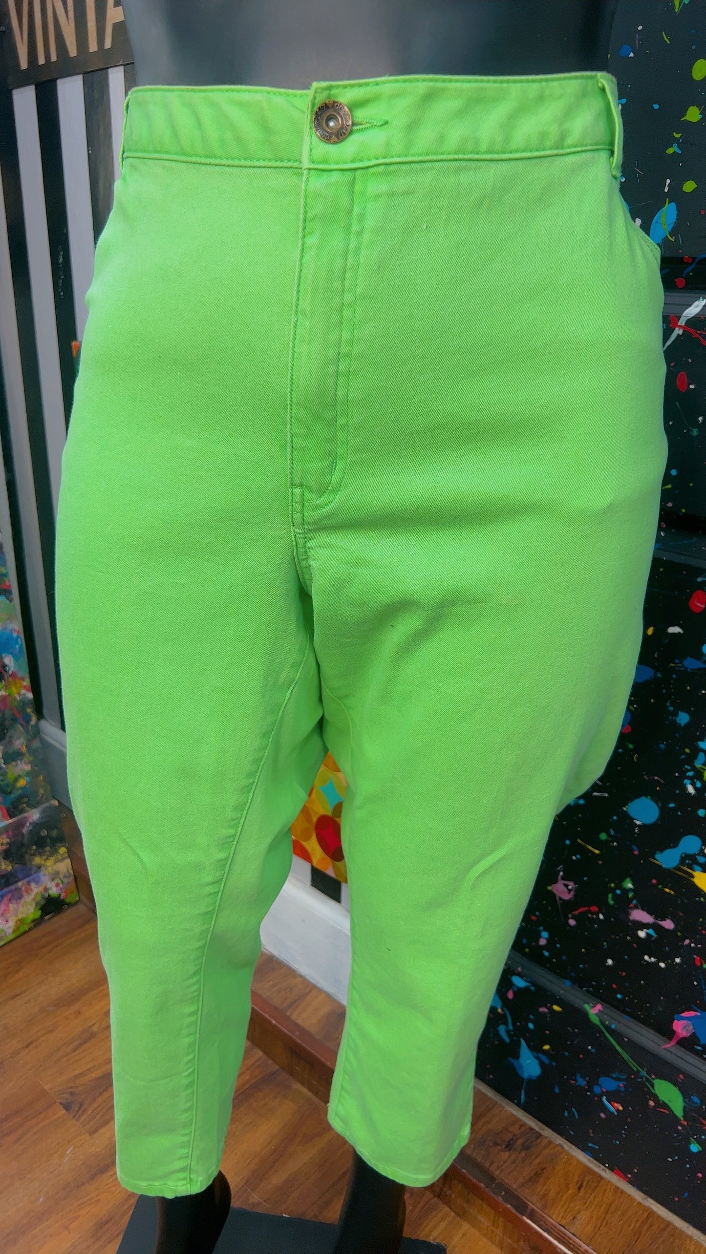 Vintage Green Jeans -Does Stretch (24W)