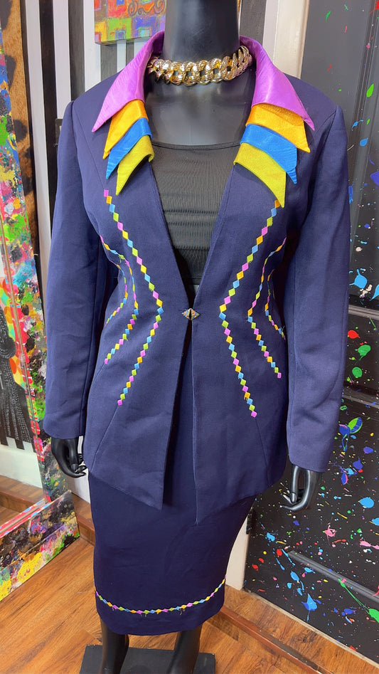 Vintage Rainbow Collar Skirt Suit (20W)