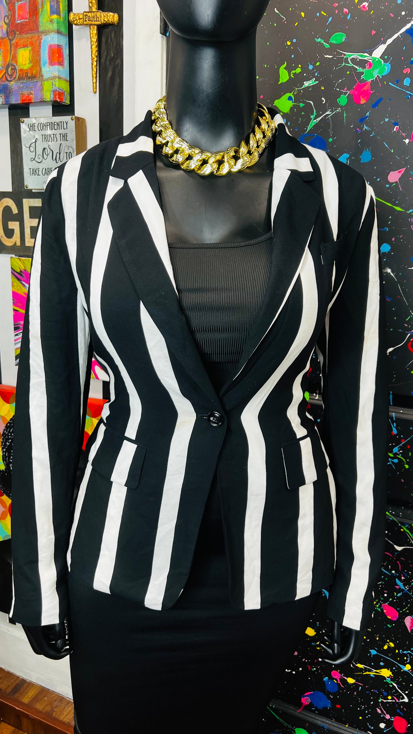 Striped Black & White Blazer (12)