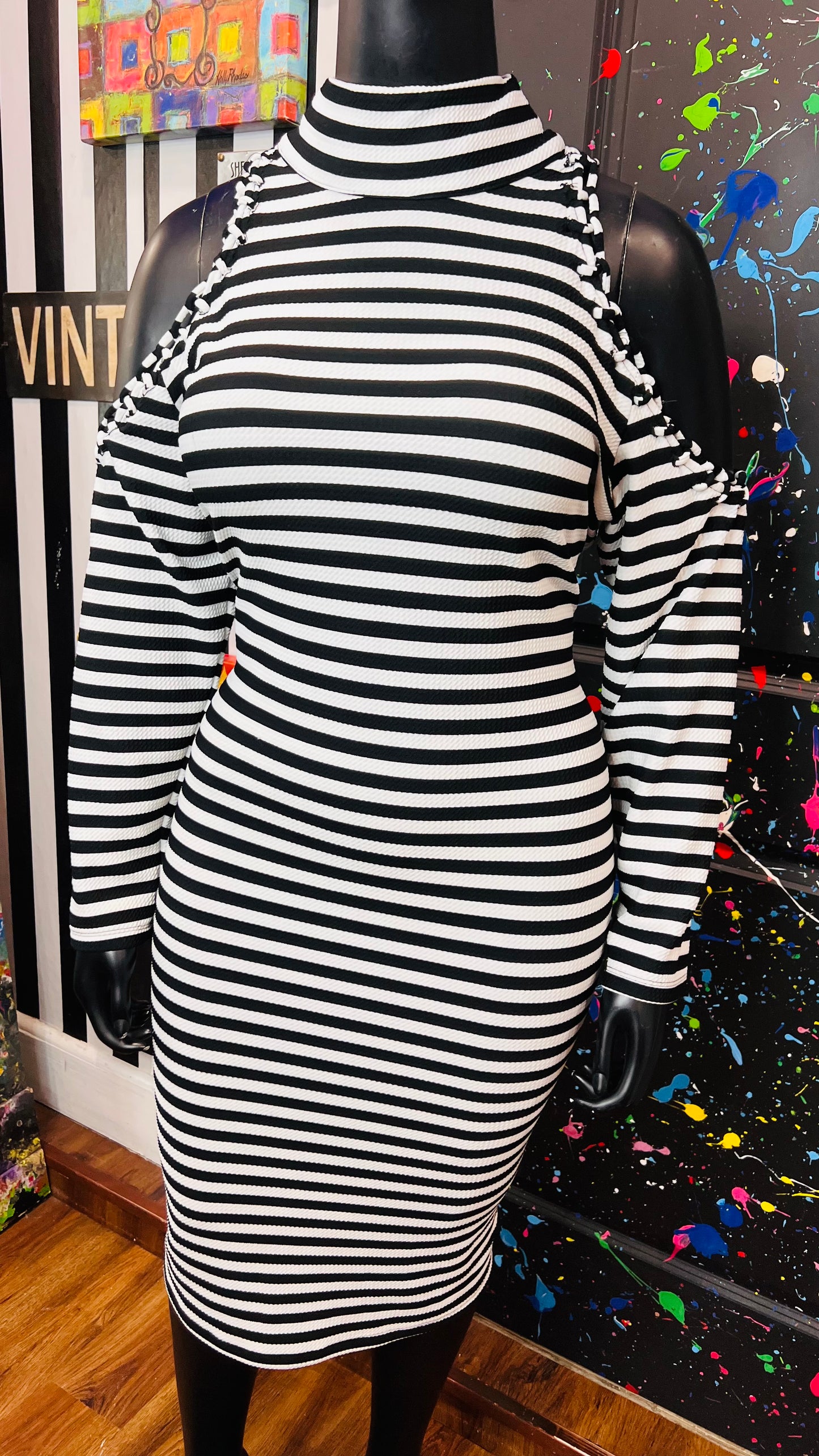Ashley Stewart Striped Open Shoulder Dress (18/20)