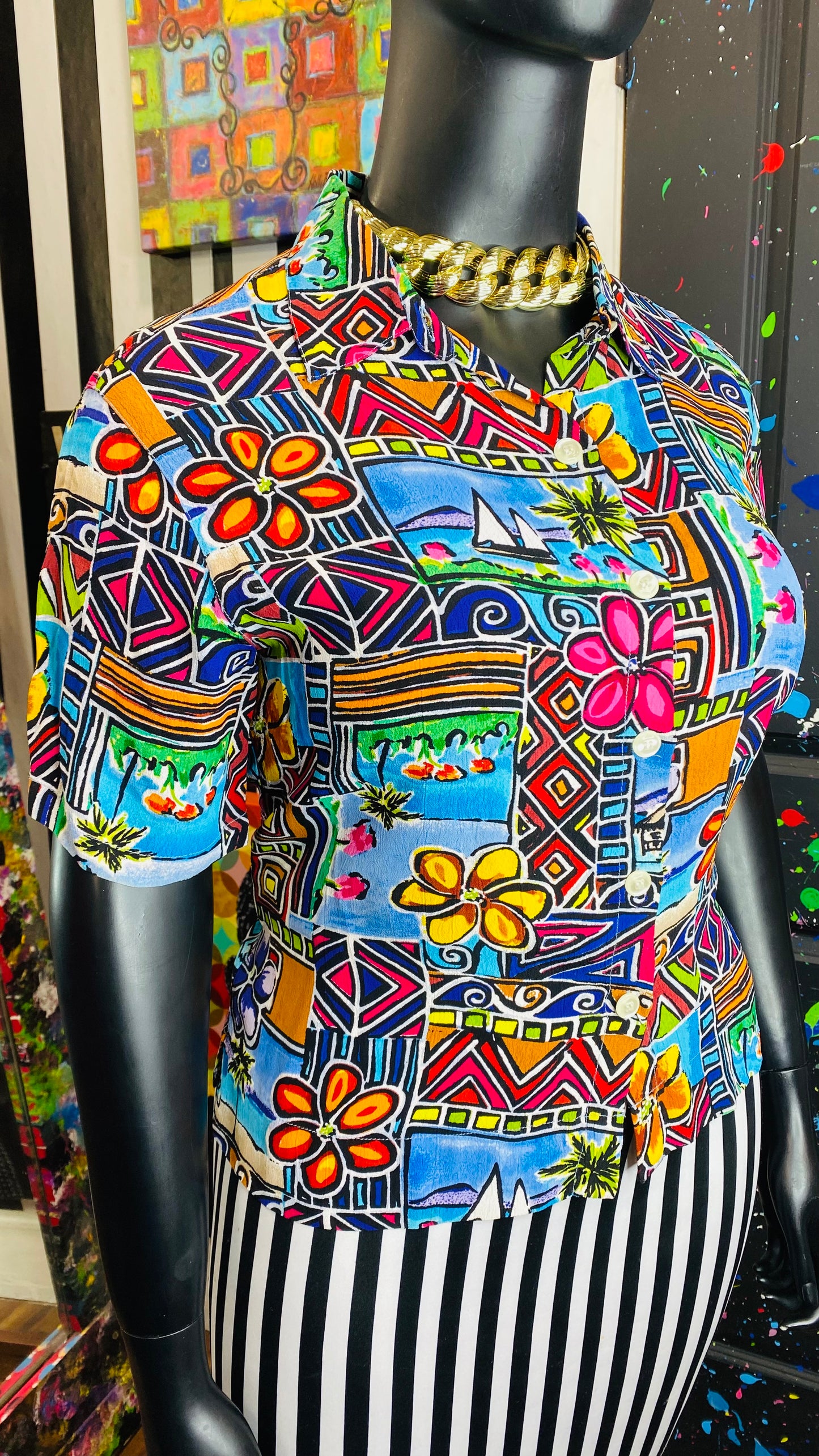 Vintage Cropped Abstract Blouse (12)
