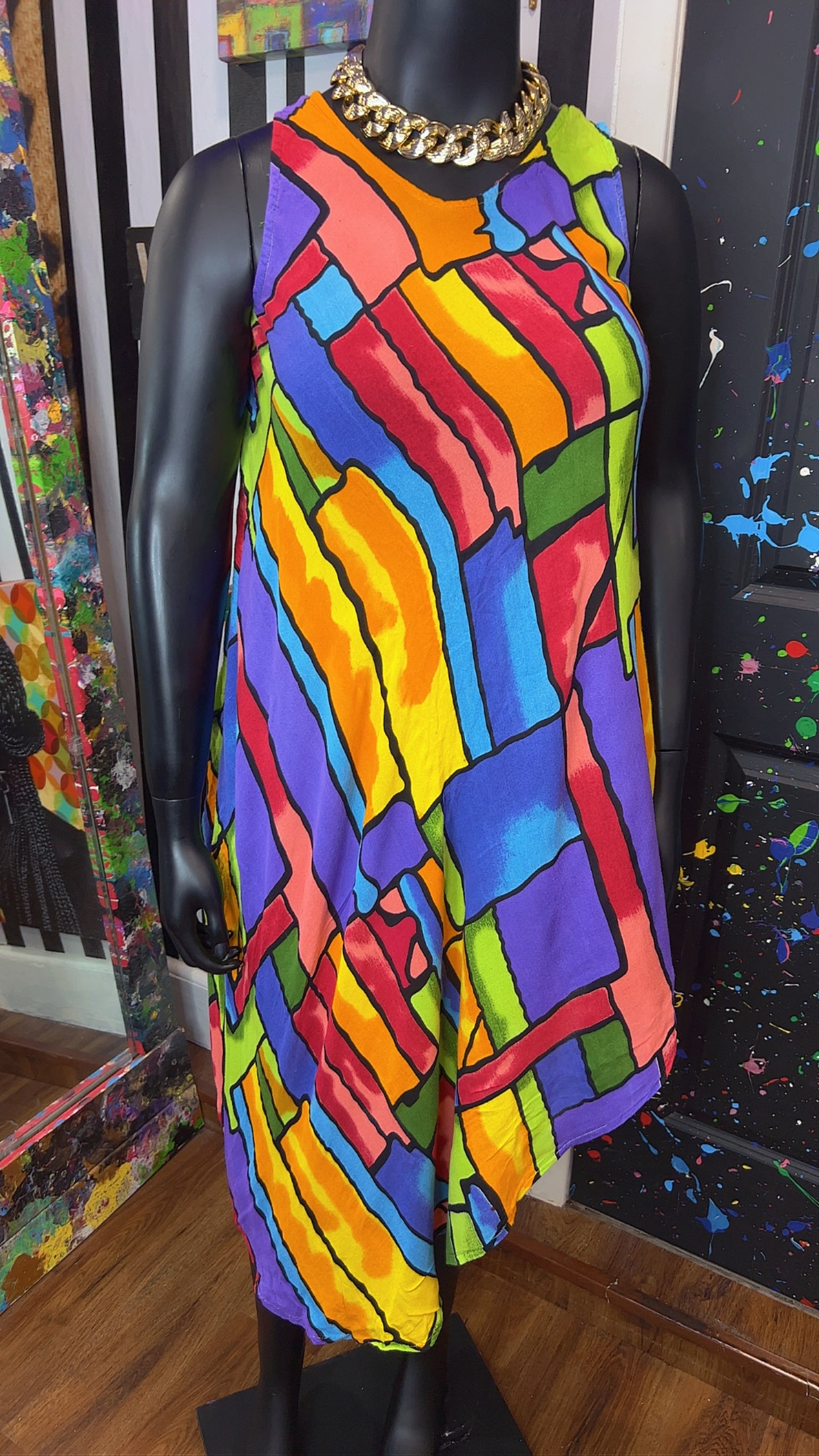 Vintage Rayon Abstact Tunic/Dress (16)