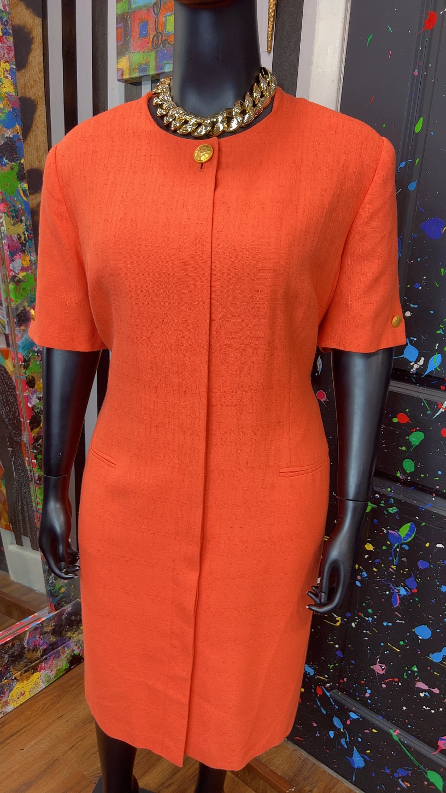 Vintage Peach & Gold Secretary Dress (22/24)