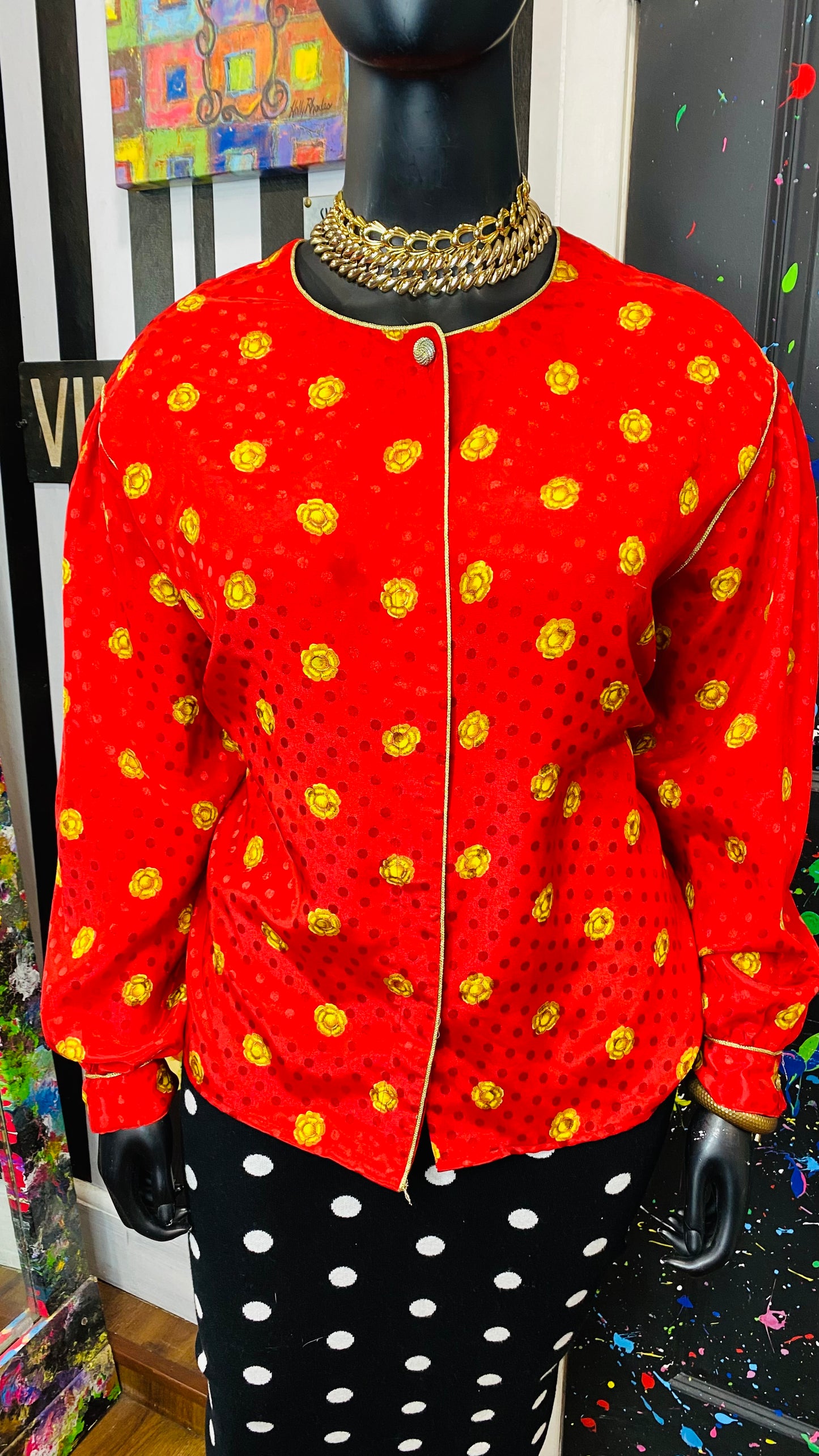 Vintage Gold & Red Blouse (32W)