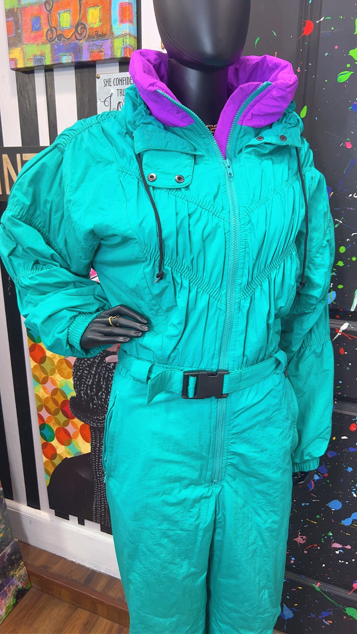 Vintage Teal Ski Suit (14)