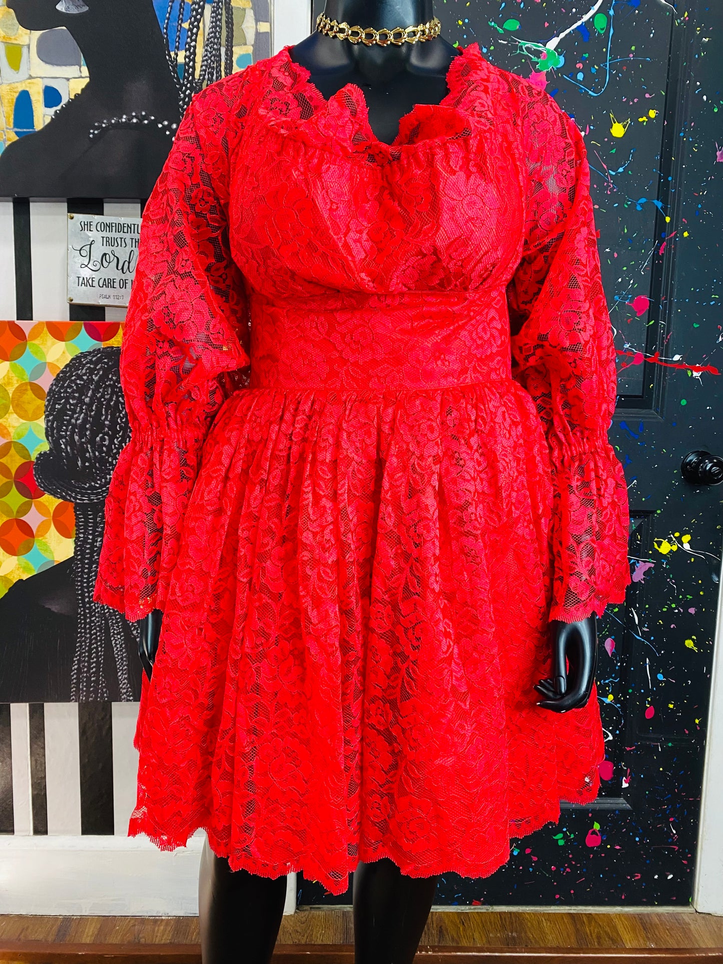 Vintage Red Lace Dress