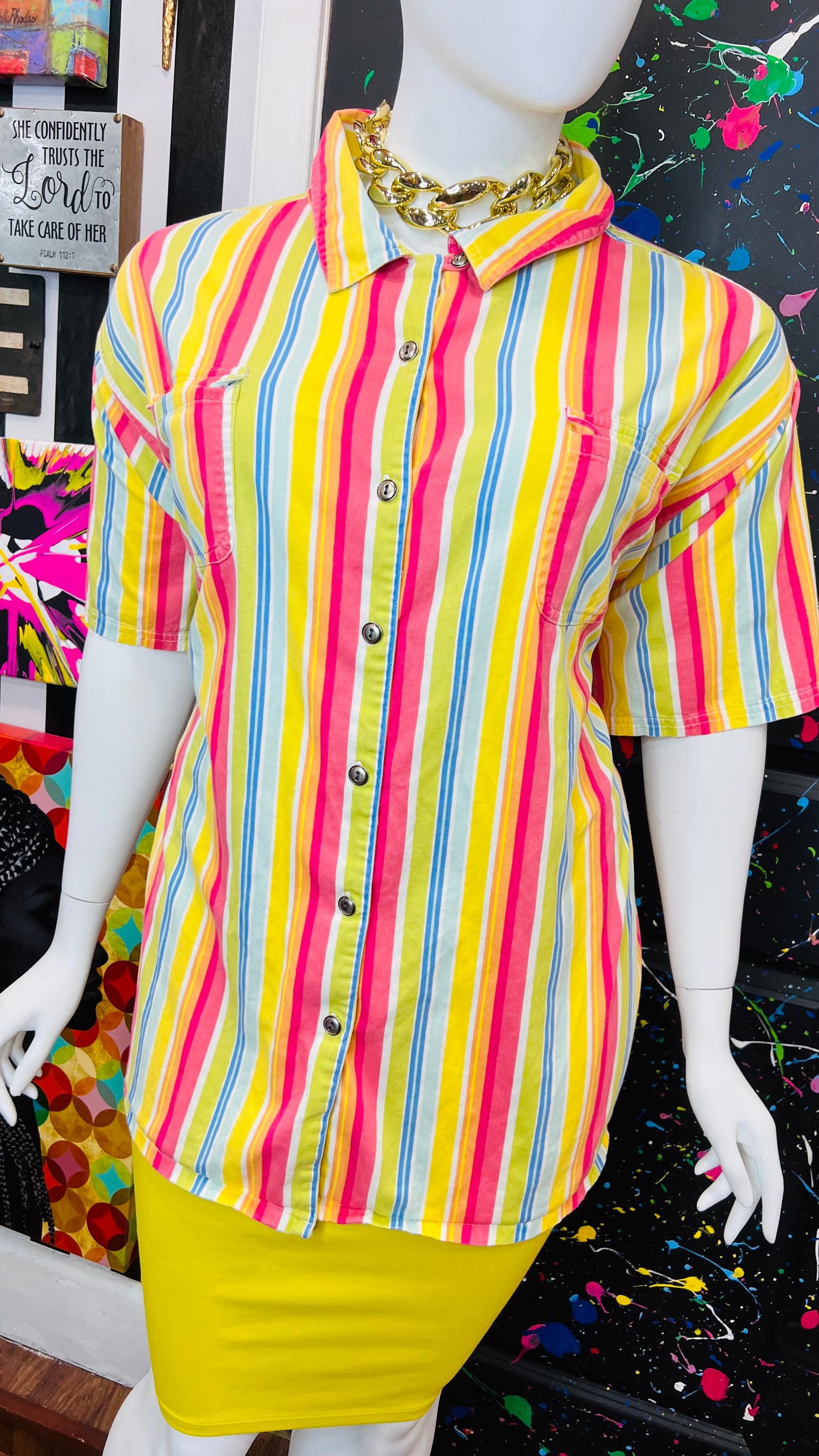 Vintage Denim Striped Blouse (28)