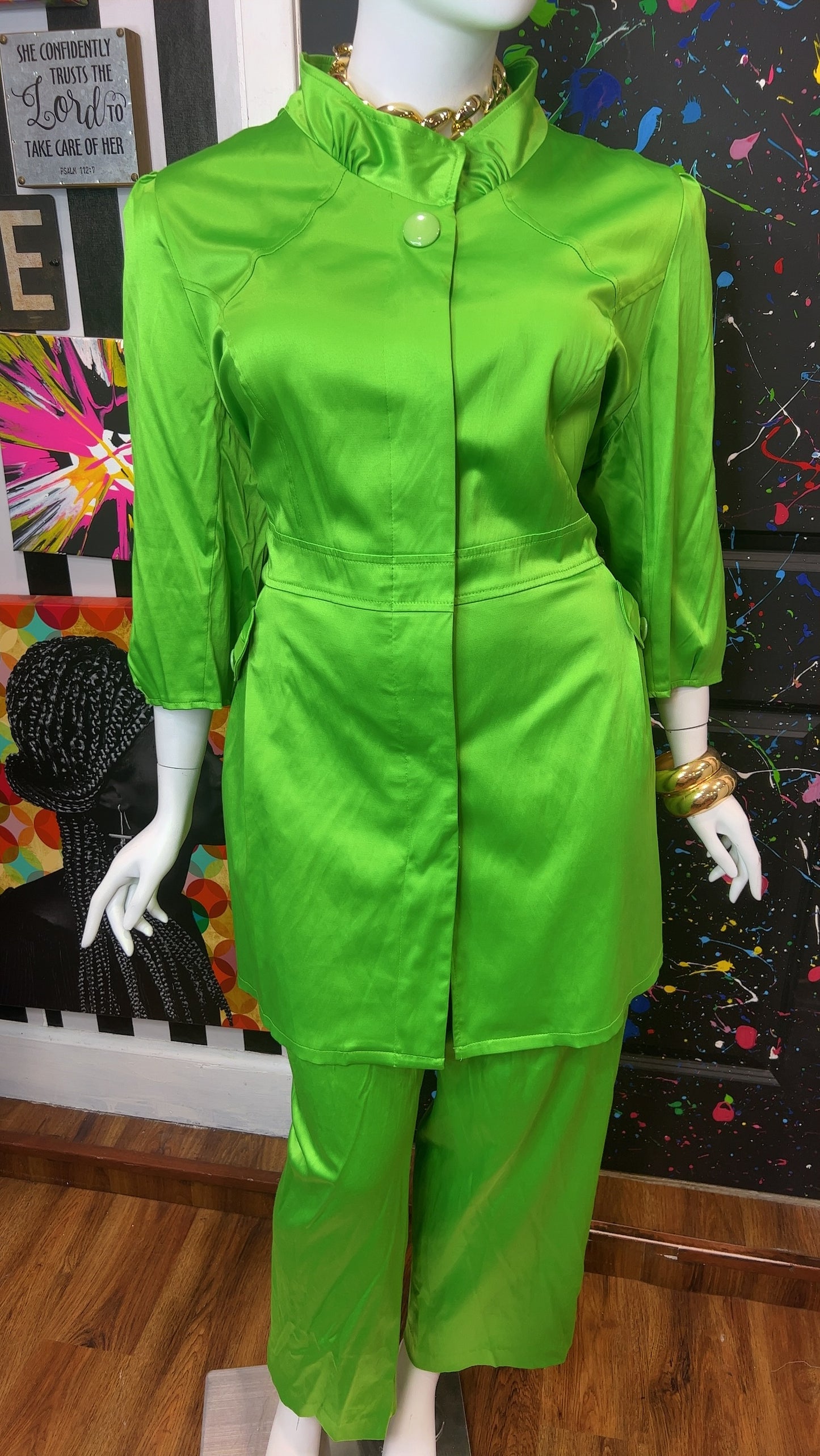 Vintage Vibrant Green Pants Set (24)