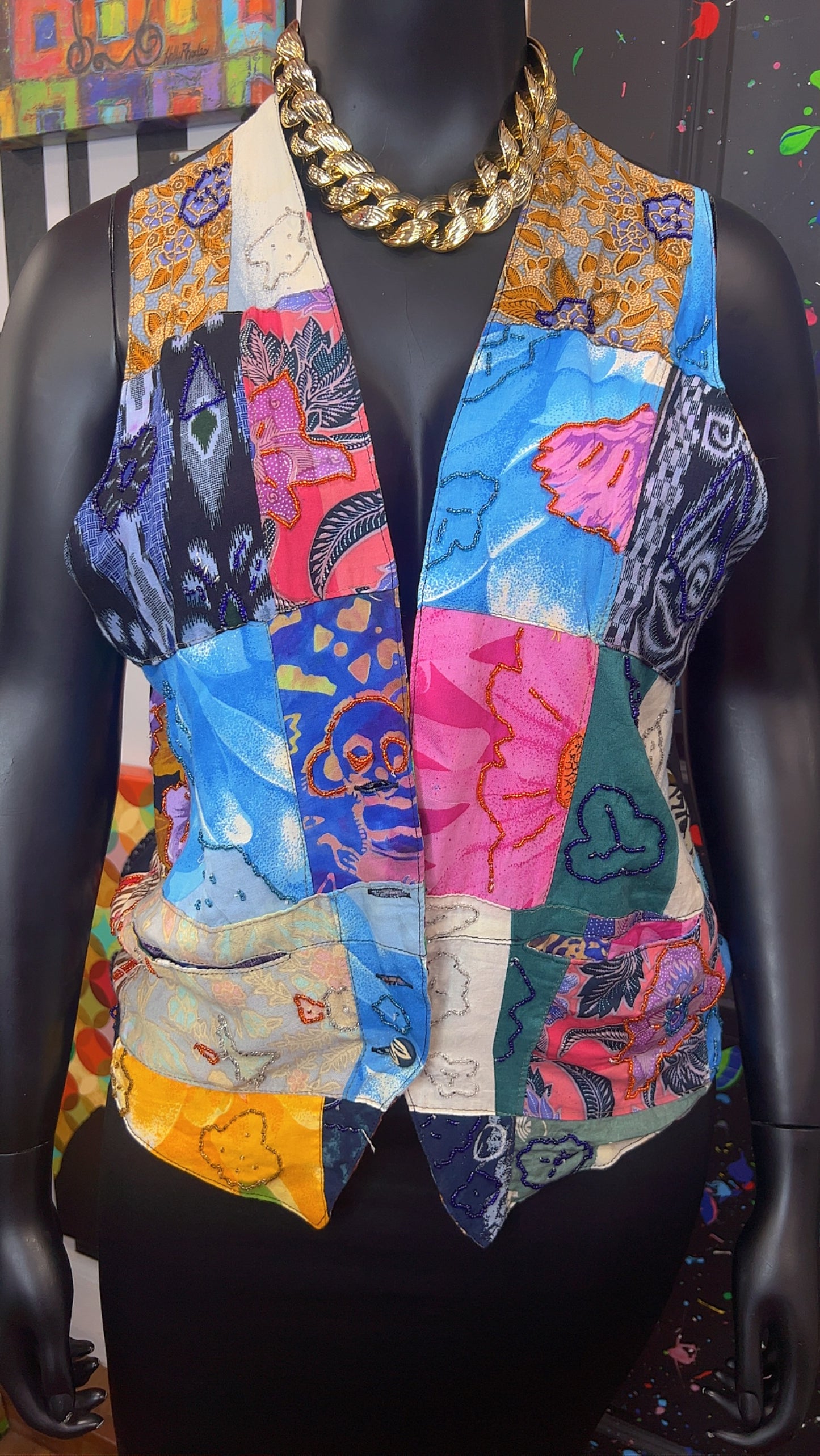 Vintage Reversible Rayon Vest (14)