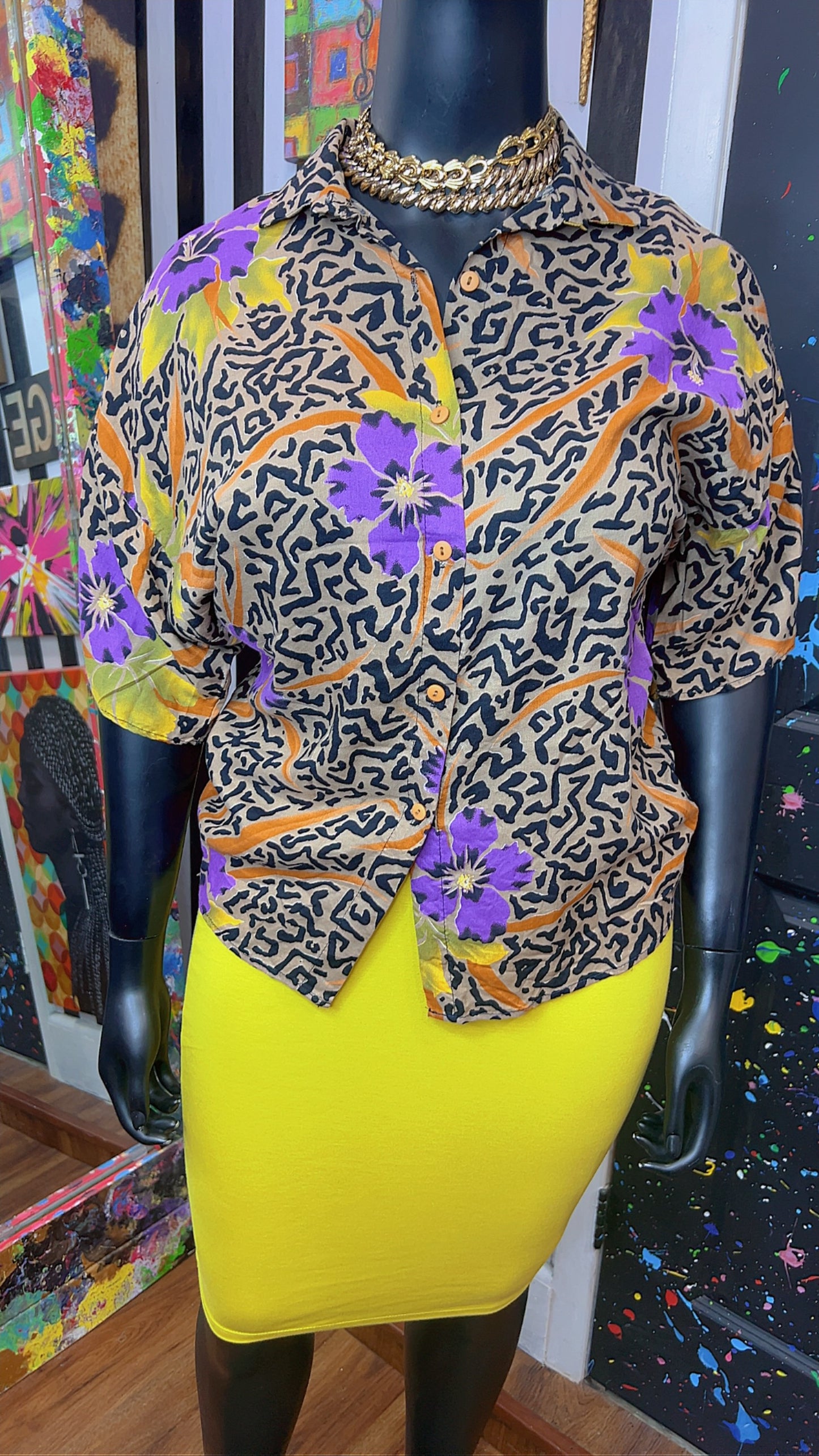 Vintage Rayon Tropical Blouse (14)