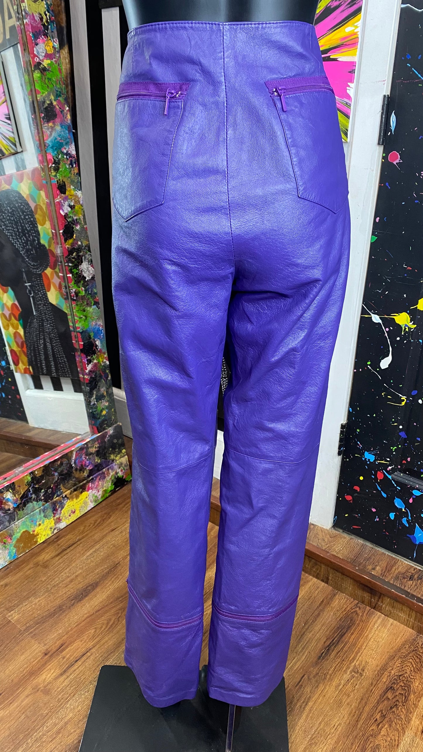 Vintage Genuine Leather Purple Convertible Pants to Capris (12)