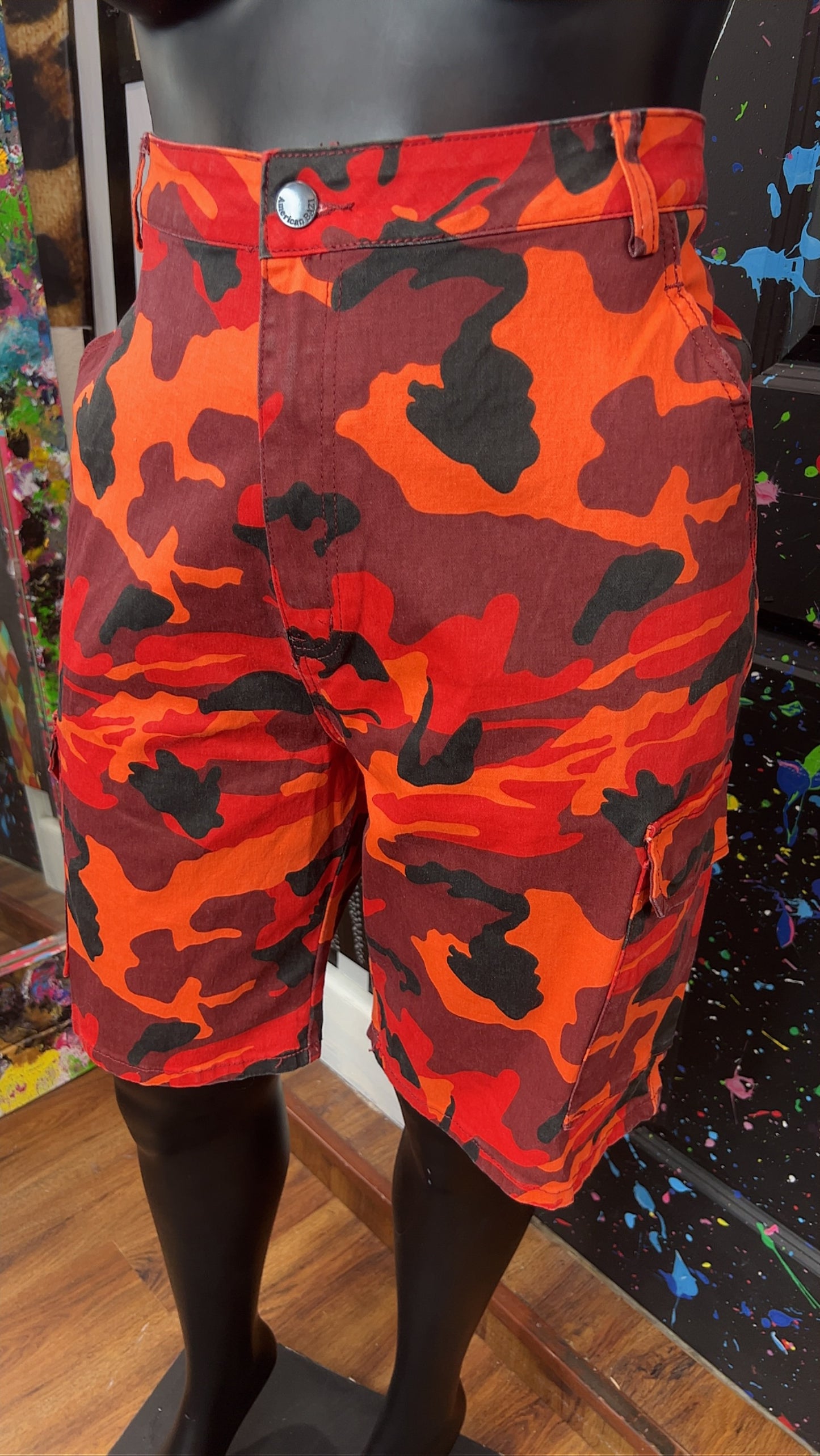 Orange & Red Camo Cargo Shorts - Has Stretch (18)
