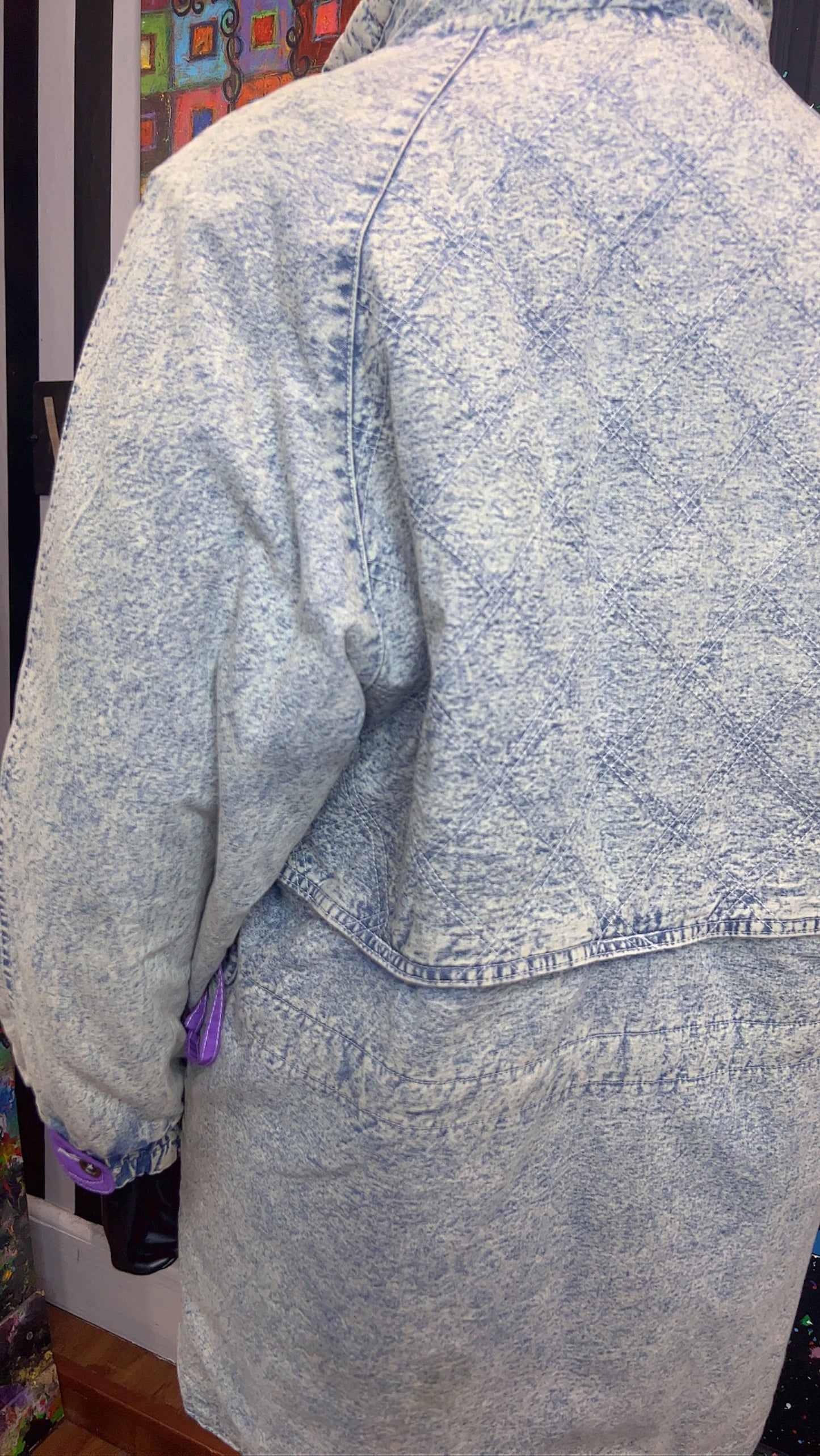 Vintage Stonewash Denim & Purple Puffer Coat (16)