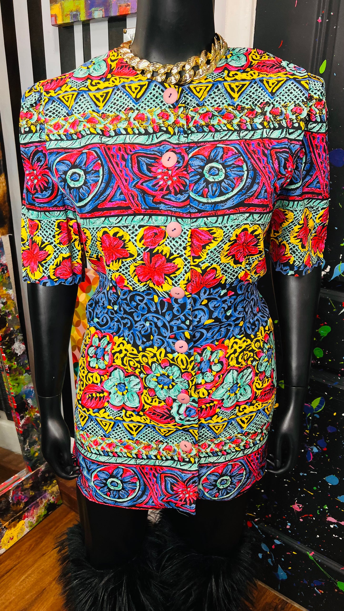 Vintage Abstract Blazer Blouse (16)