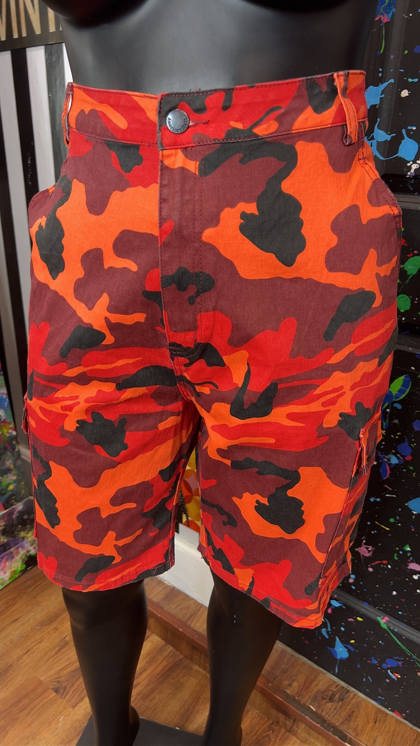 Orange & Red Camo Cargo Shorts - Has Stretch (18)