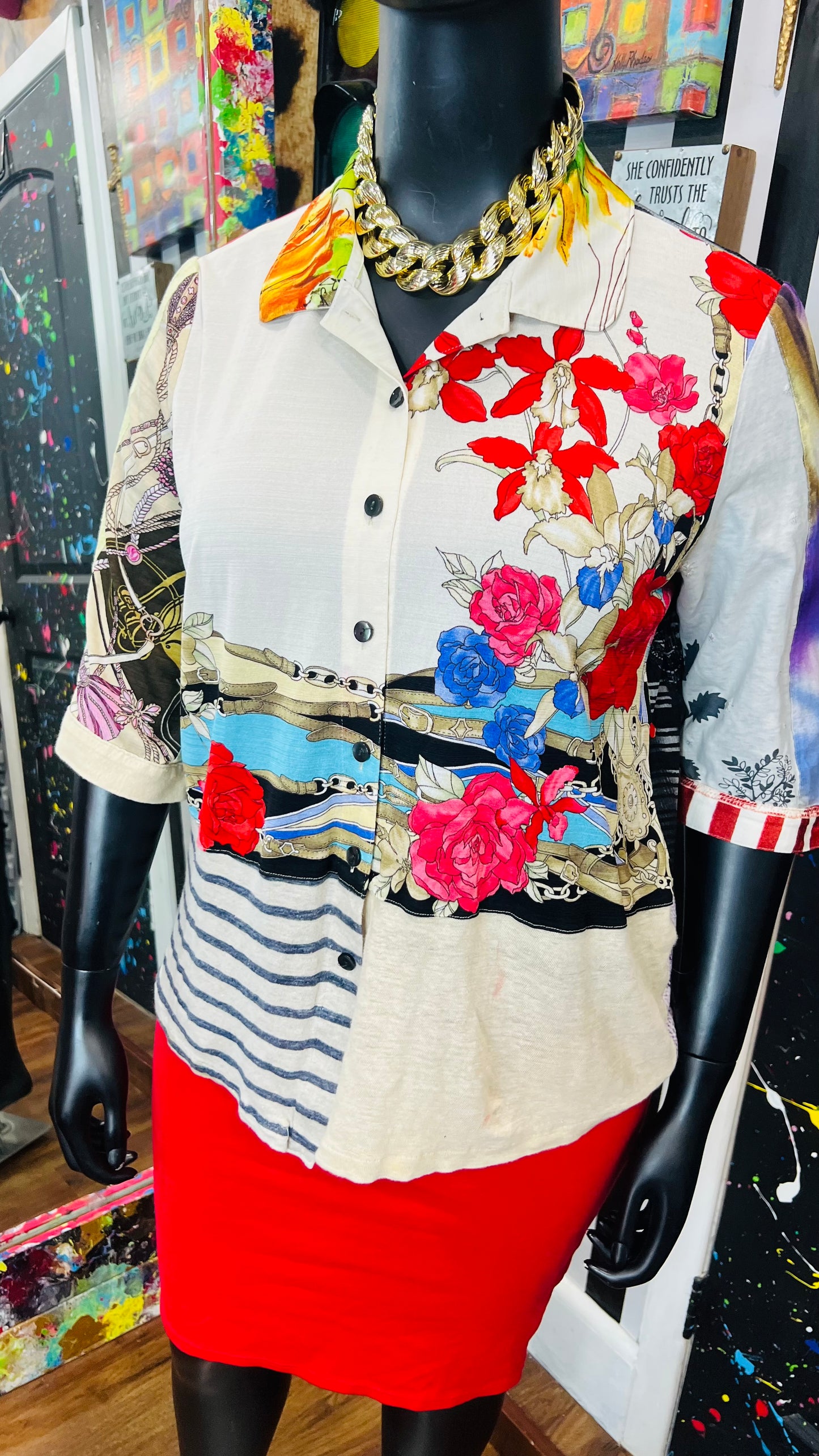 Vintage Mix Print Rayon Blouse (18)