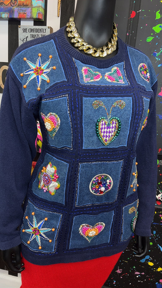 Vintage Knit Beaded Sweater (22)