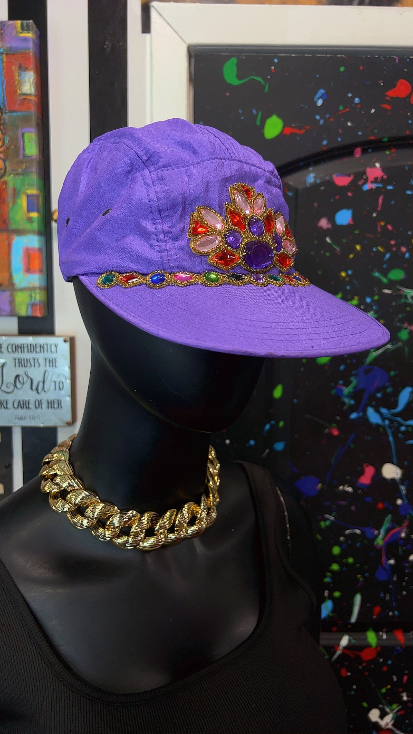 Vintage Purple Jeweled Ball Cap