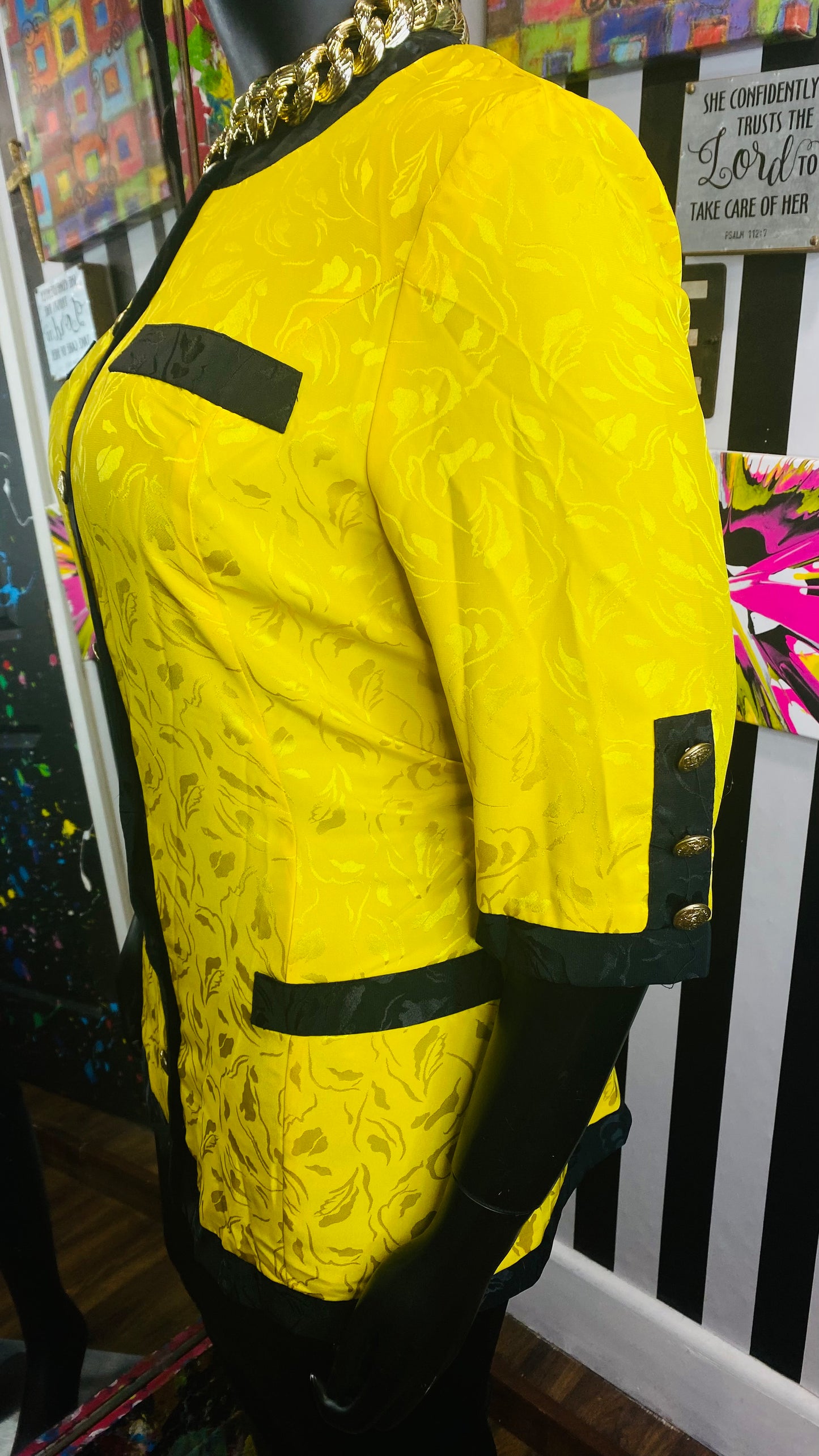 Vintage Yellow & Black Blouse (16)